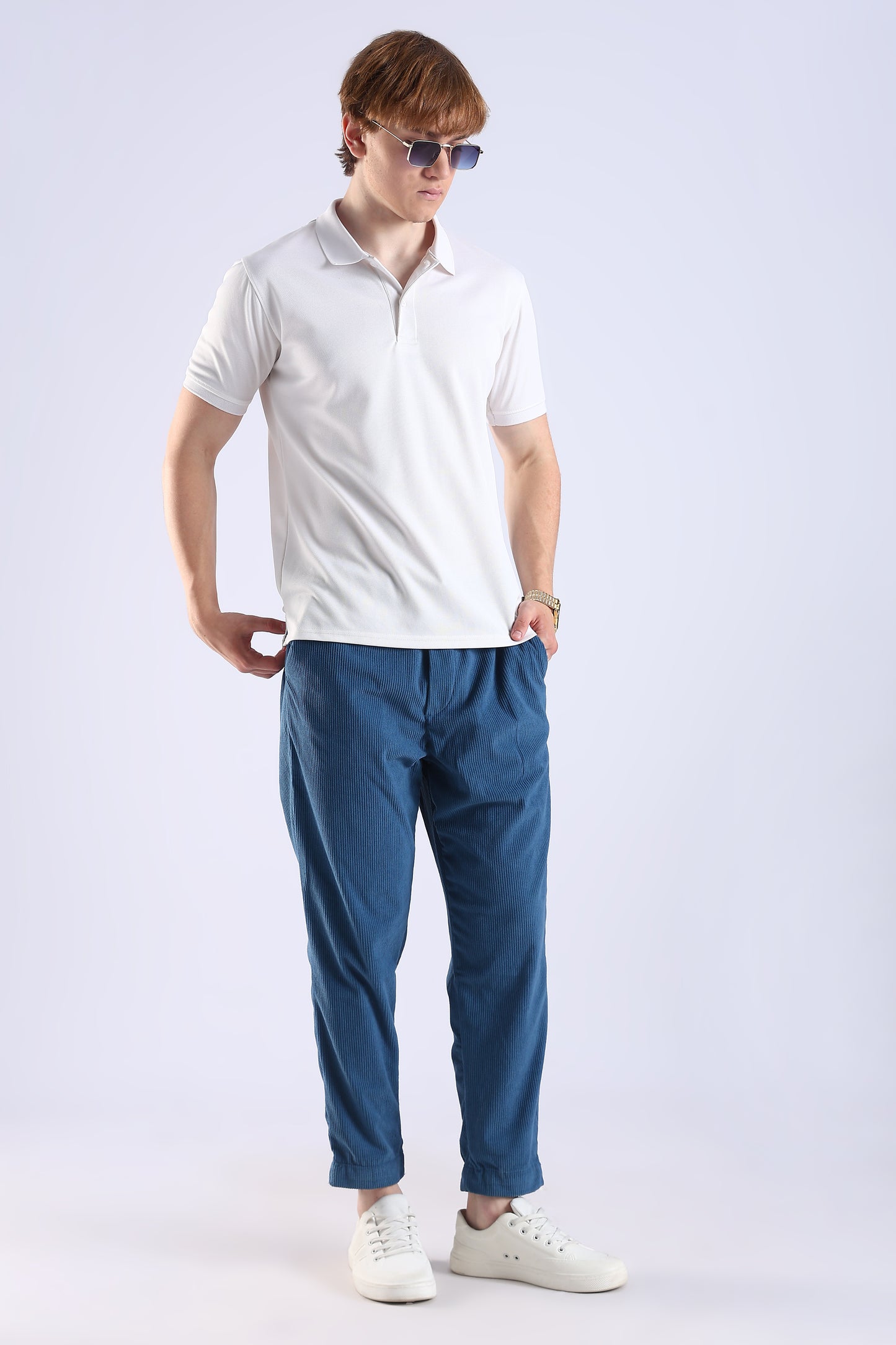 Regular Fit Corduroy Blue Trouser