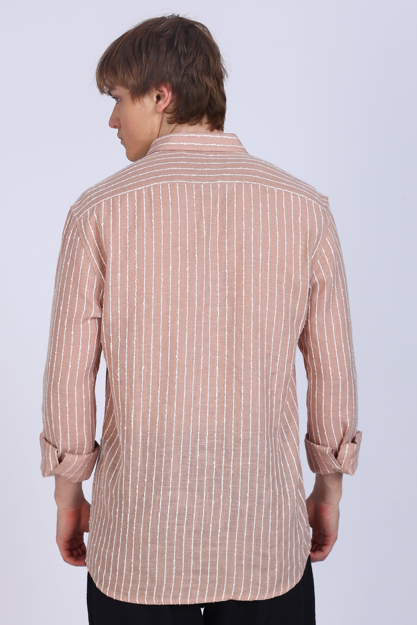 Regular Fit Stripe Peach Shirt