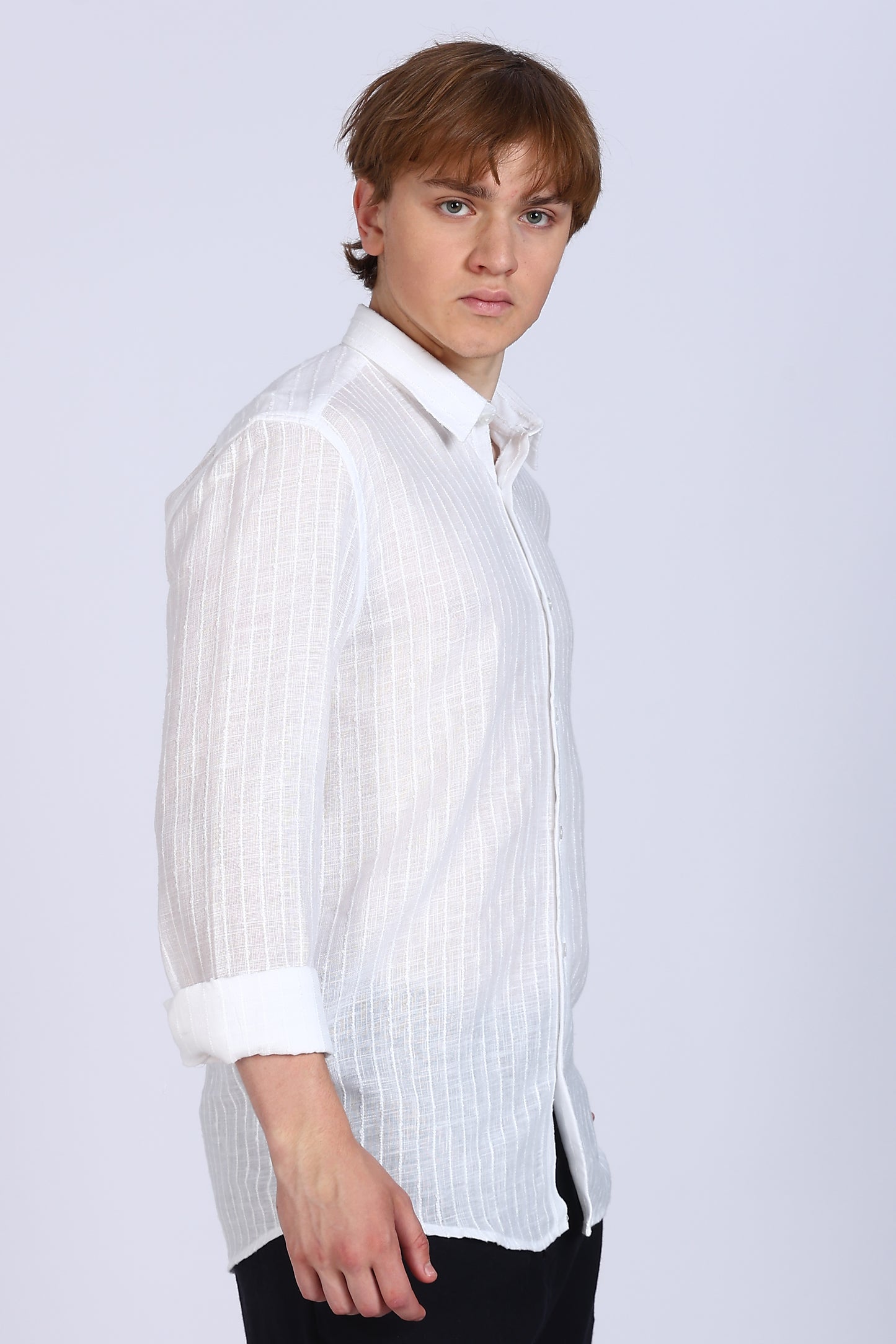 Regular Fit Emboidary Designer White Shirt
