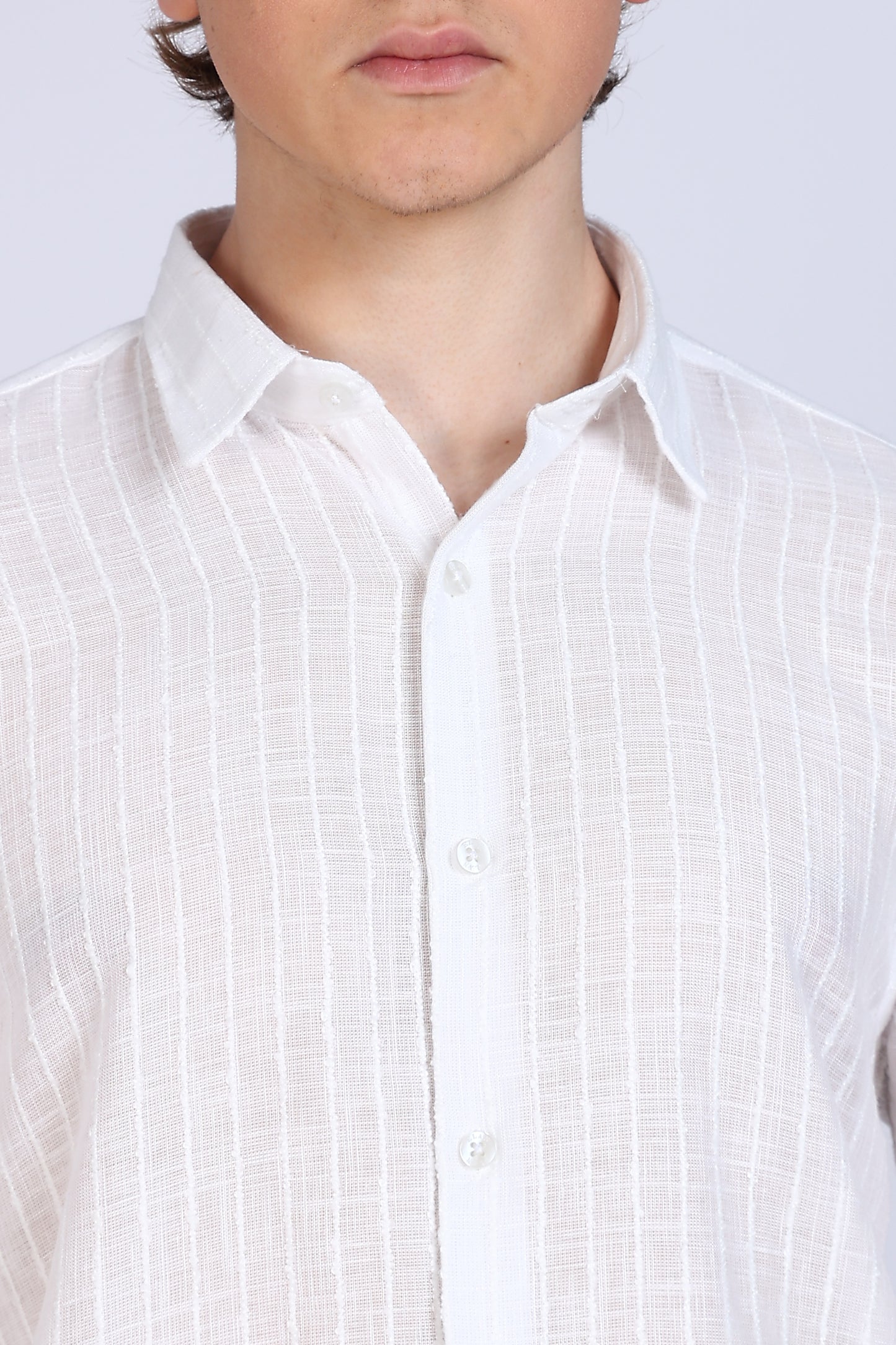 Regular Fit Emboidary Designer White Shirt