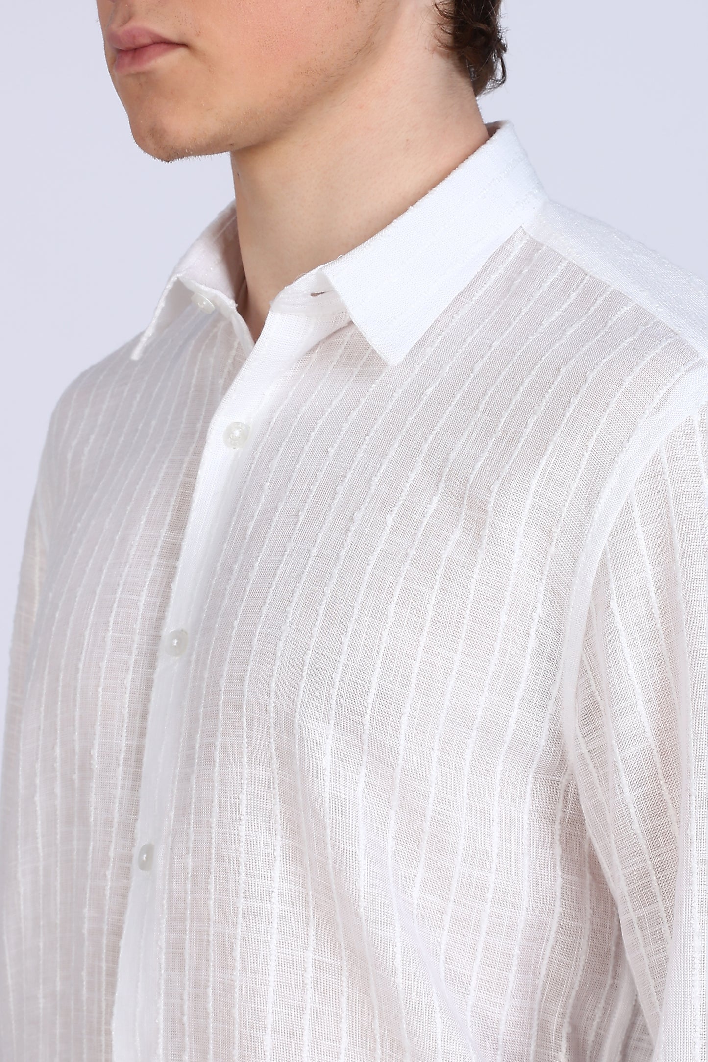 Regular Fit Emboidary Designer White Shirt