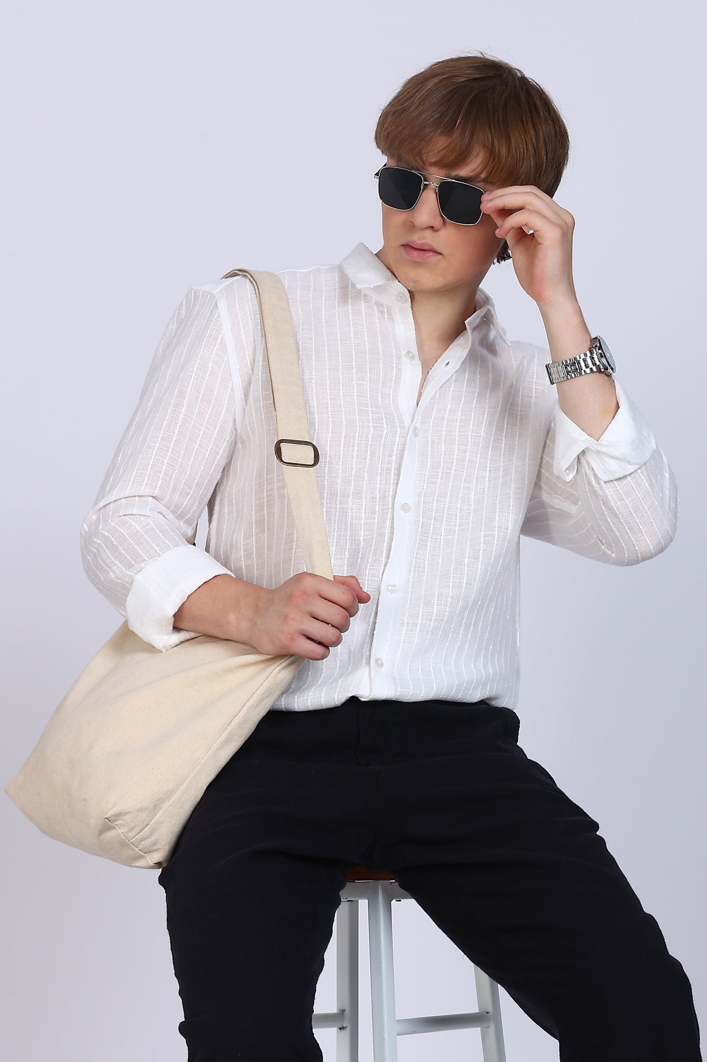 Regular Fit Emboidary Designer White Shirt