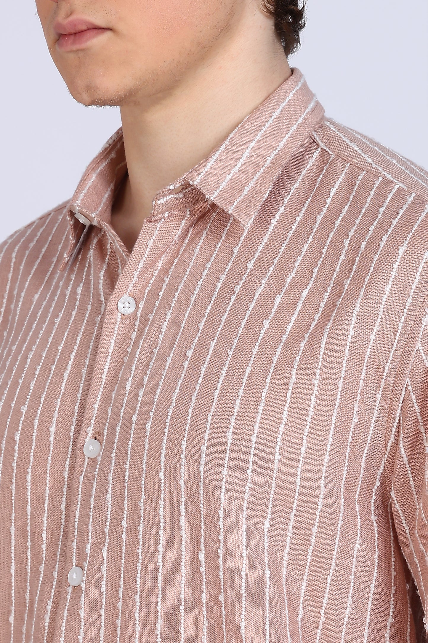 Regular Fit Stripe Peach Shirt