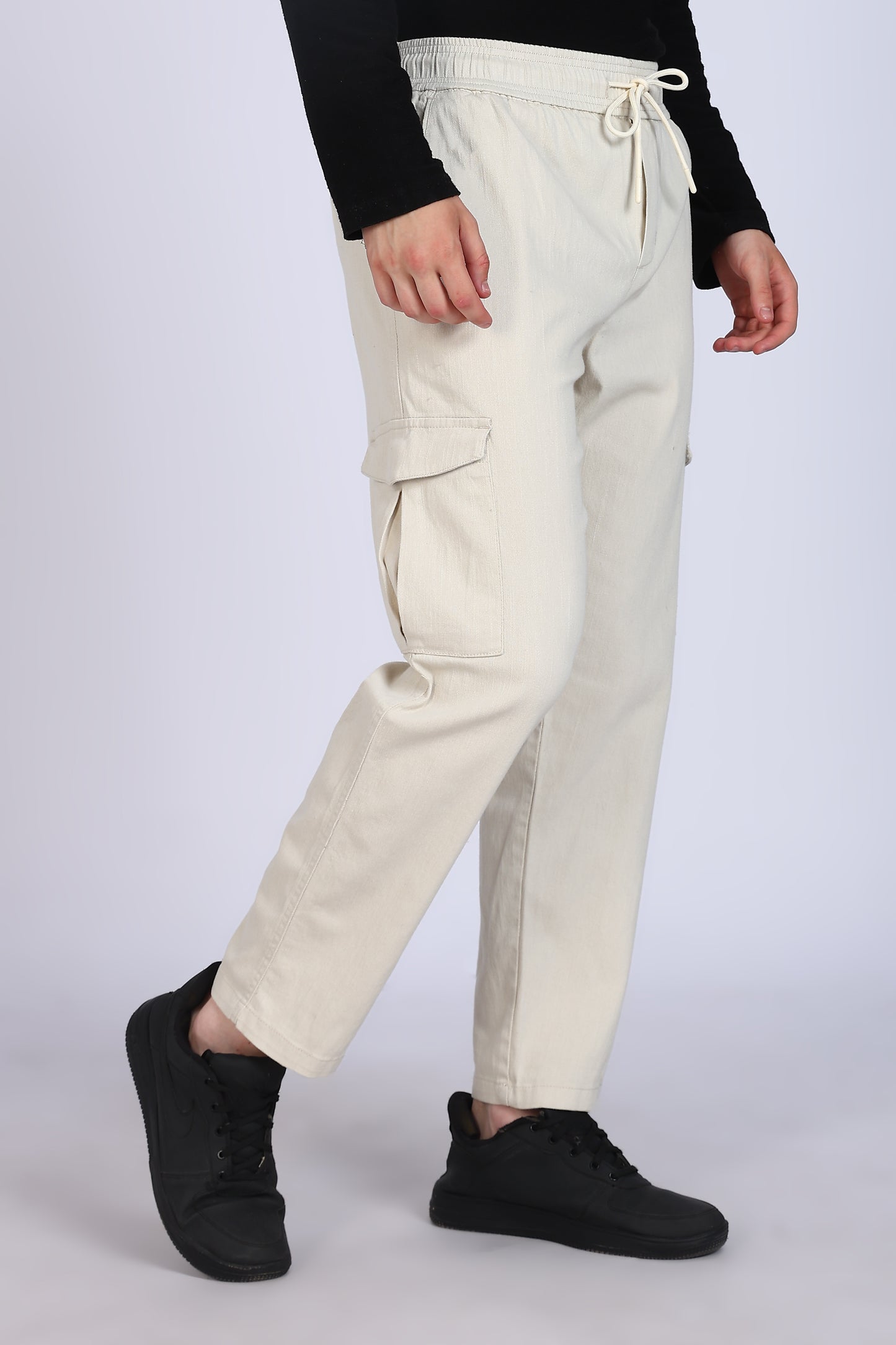 Slim Fit Six Pocket Beige Cargos