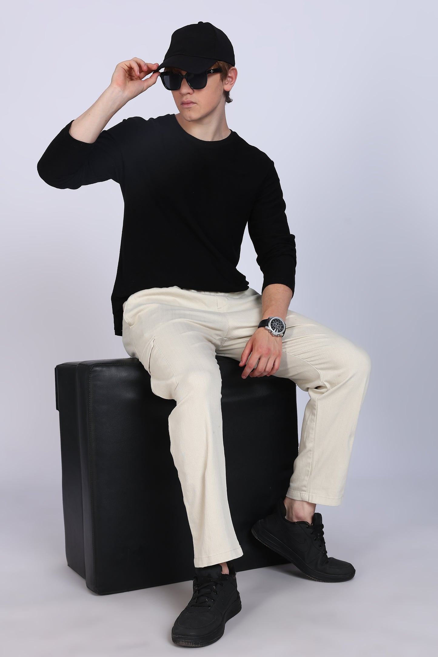 Slim Fit Six Pocket Beige Cargos
