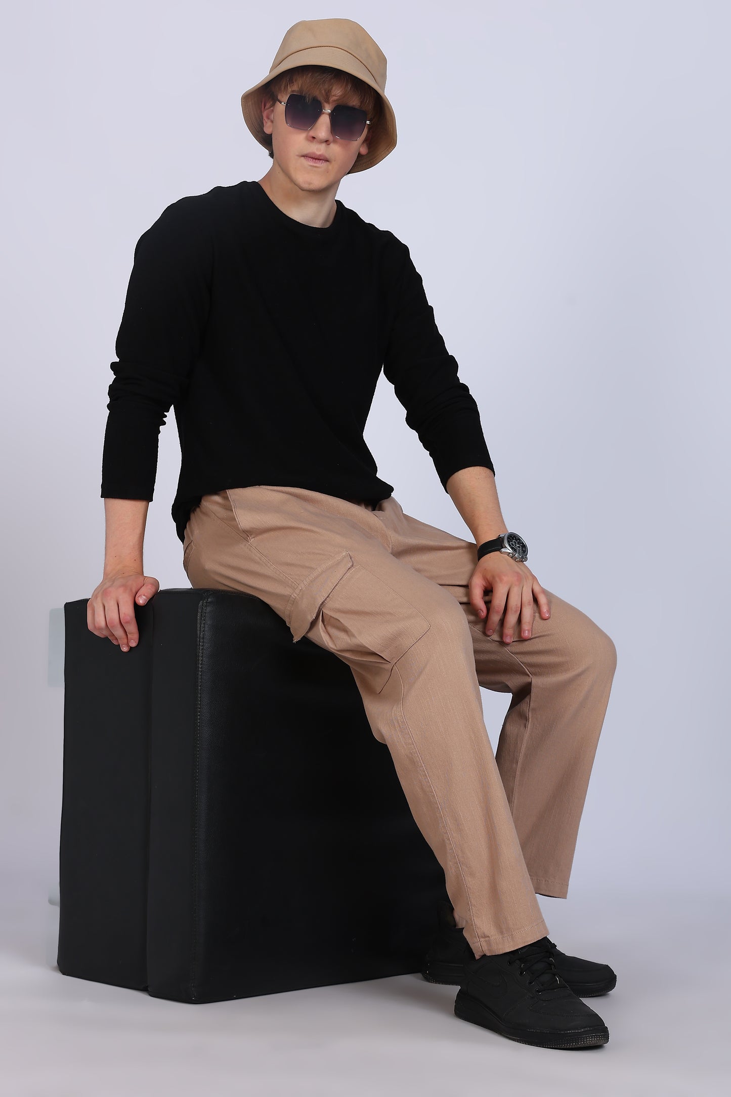 Beige Slim Fit Cargo Trouser