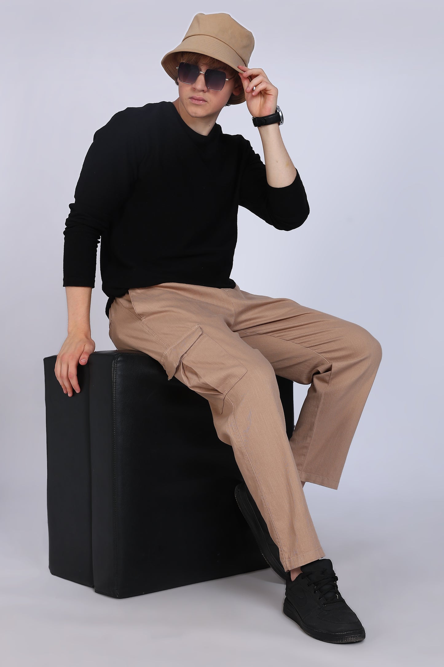 Beige Slim Fit Cargo Trouser