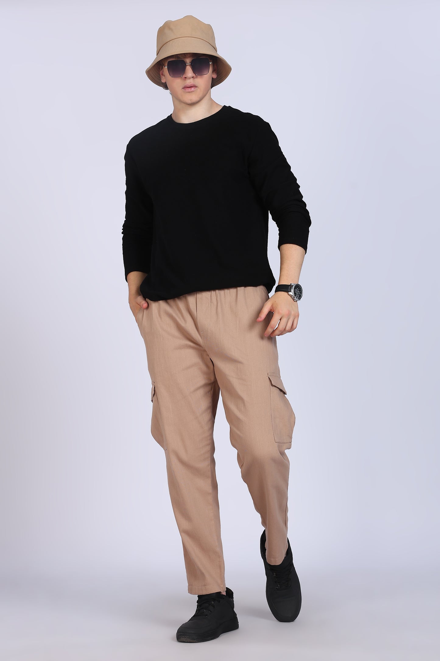 Beige Slim Fit Cargo Trouser