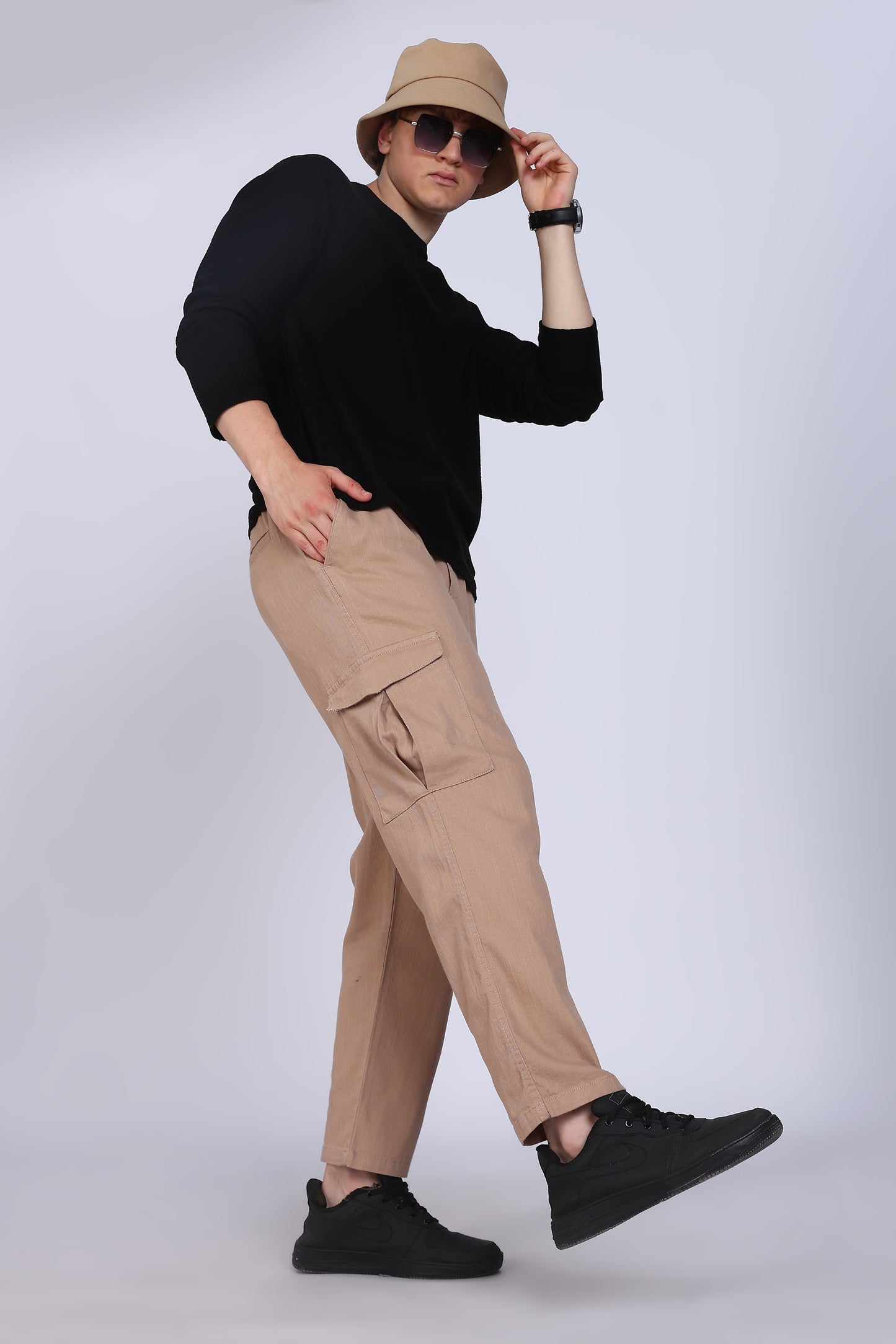 Beige Slim Fit Cargo Trouser