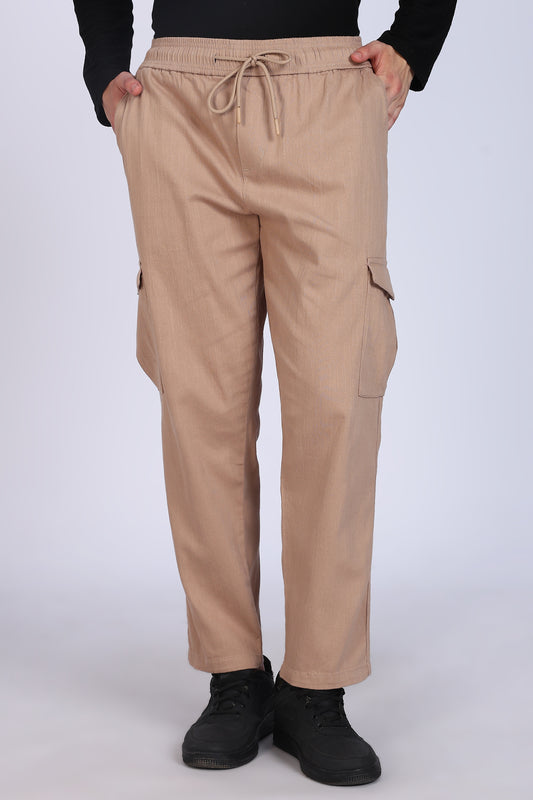 Beige Slim Fit Cargo Trouser
