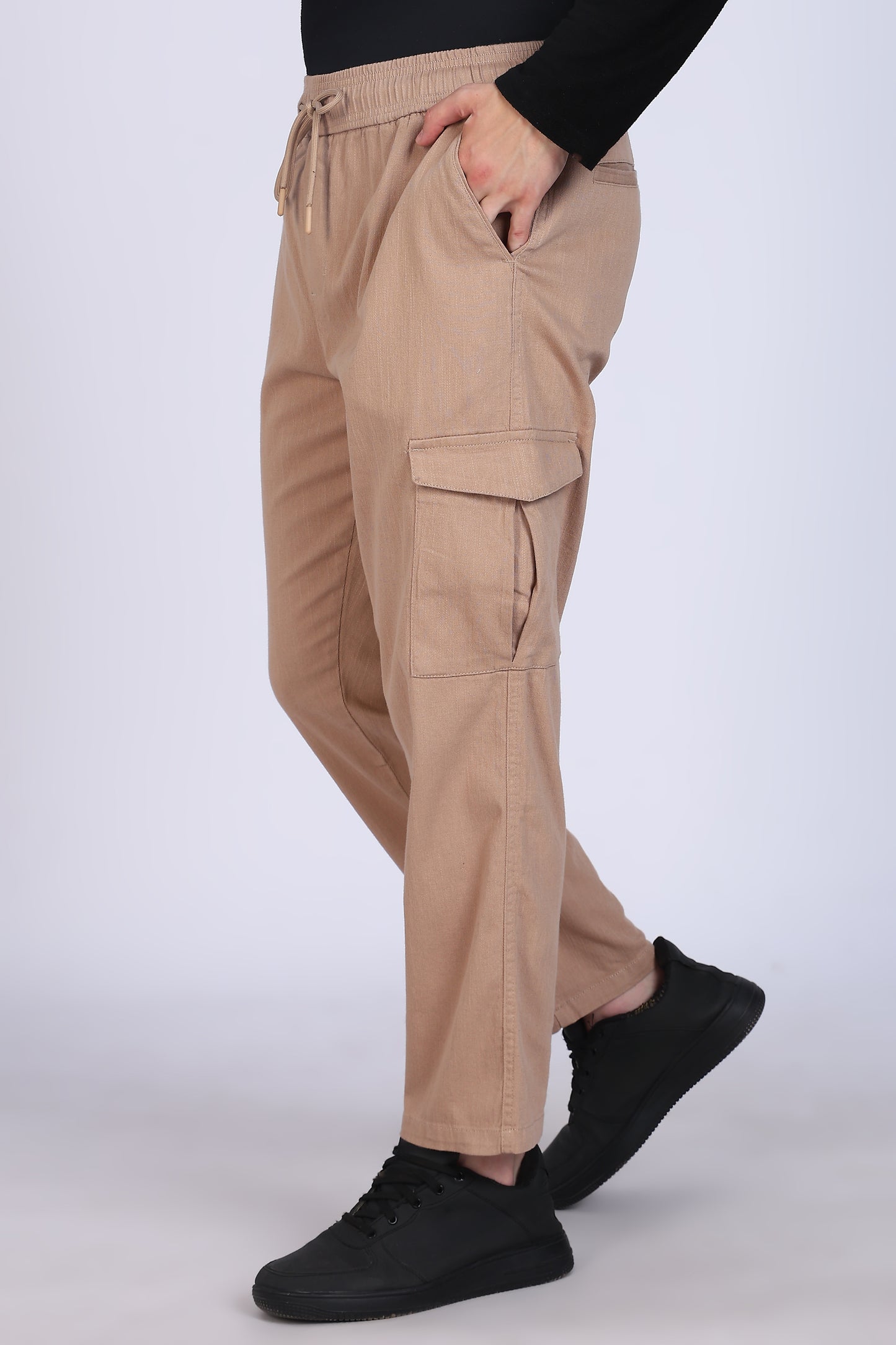 Beige Slim Fit Cargo Trouser