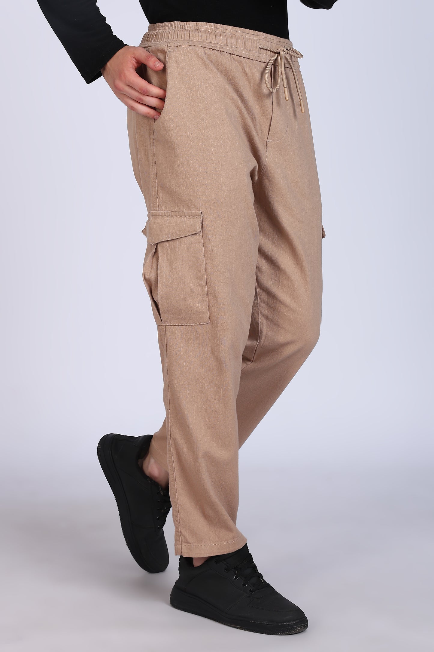 Beige Slim Fit Cargo Trouser