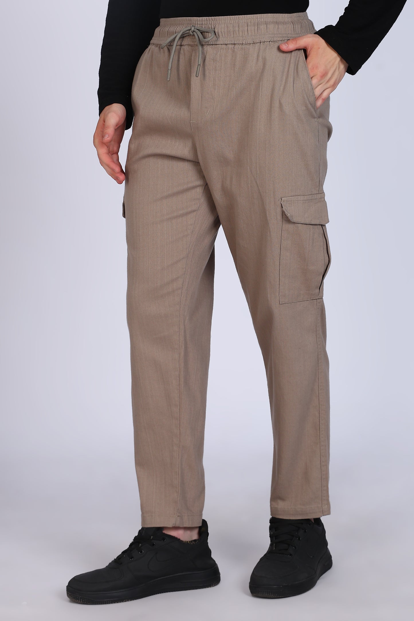 Slim Fit Six Pocket Beige Cargos