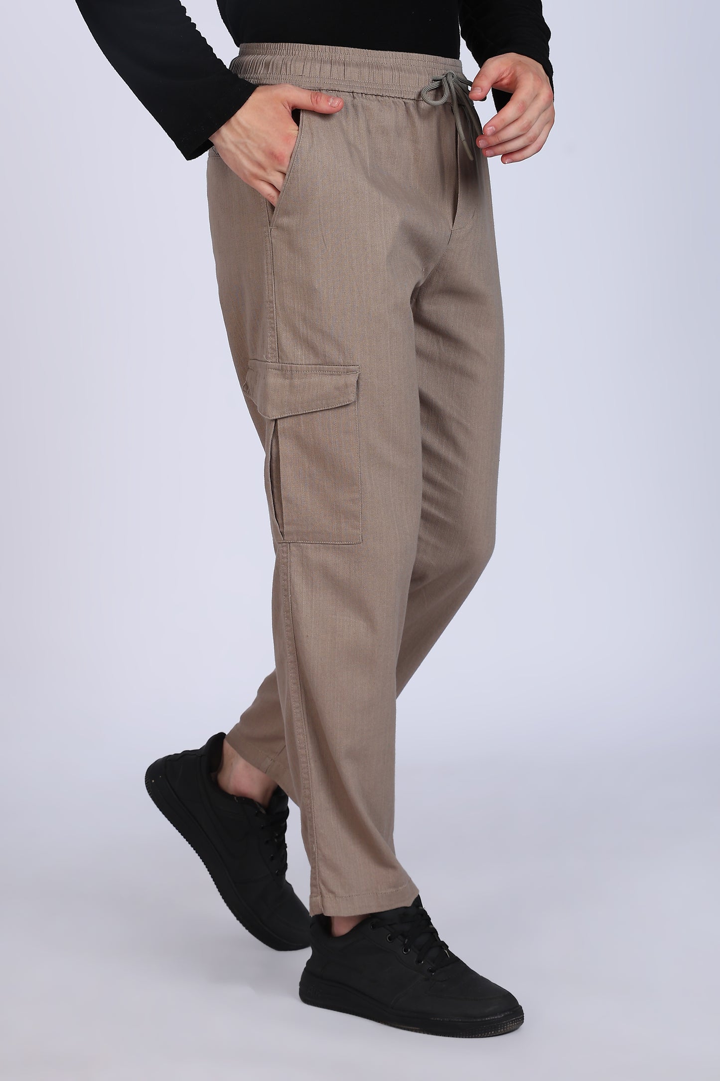 Slim Fit Six Pocket Beige Cargos