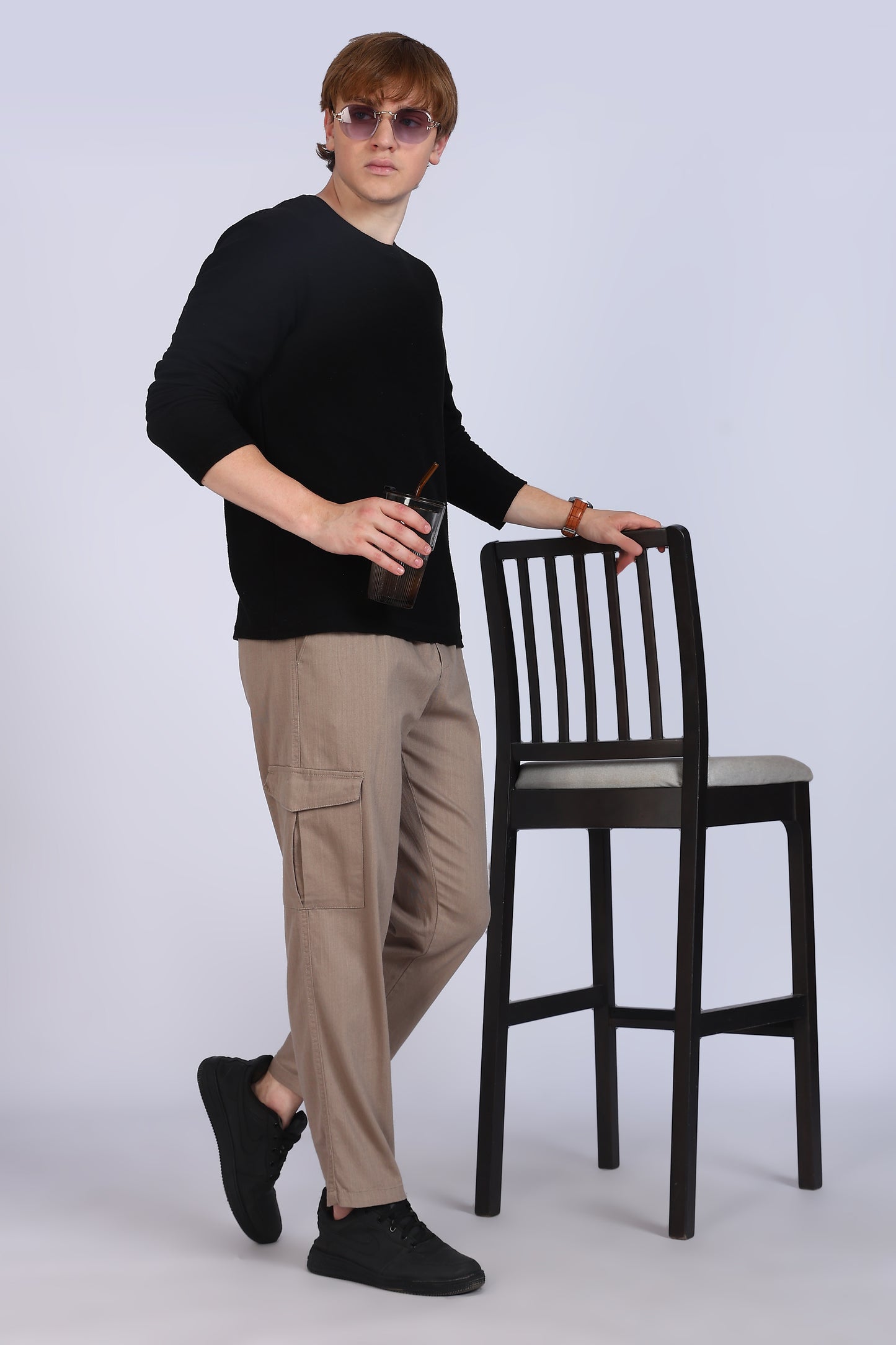 Slim Fit Six Pocket Beige Cargos