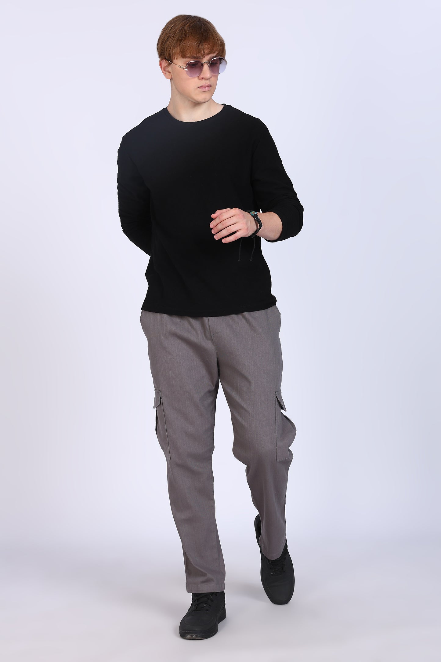 Slim Fit Six Pocket Grey Cargos