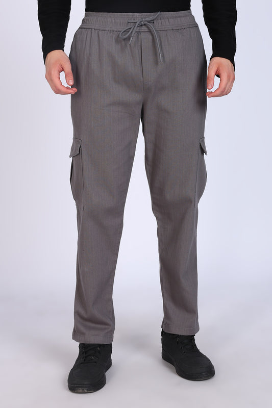 Slim Fit Six Pocket Grey Cargos