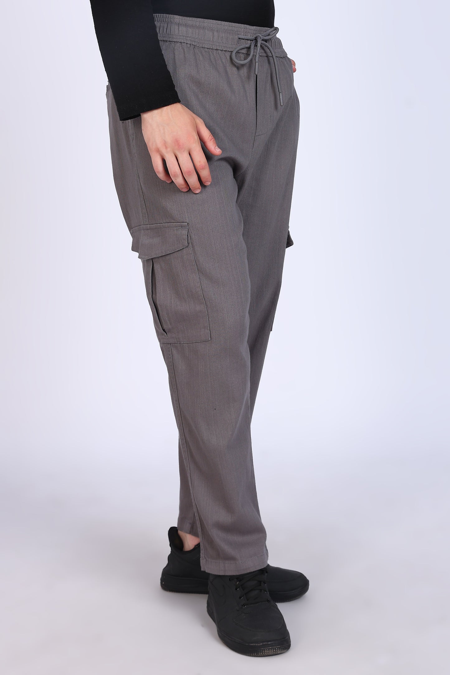 Slim Fit Six Pocket Grey Cargos