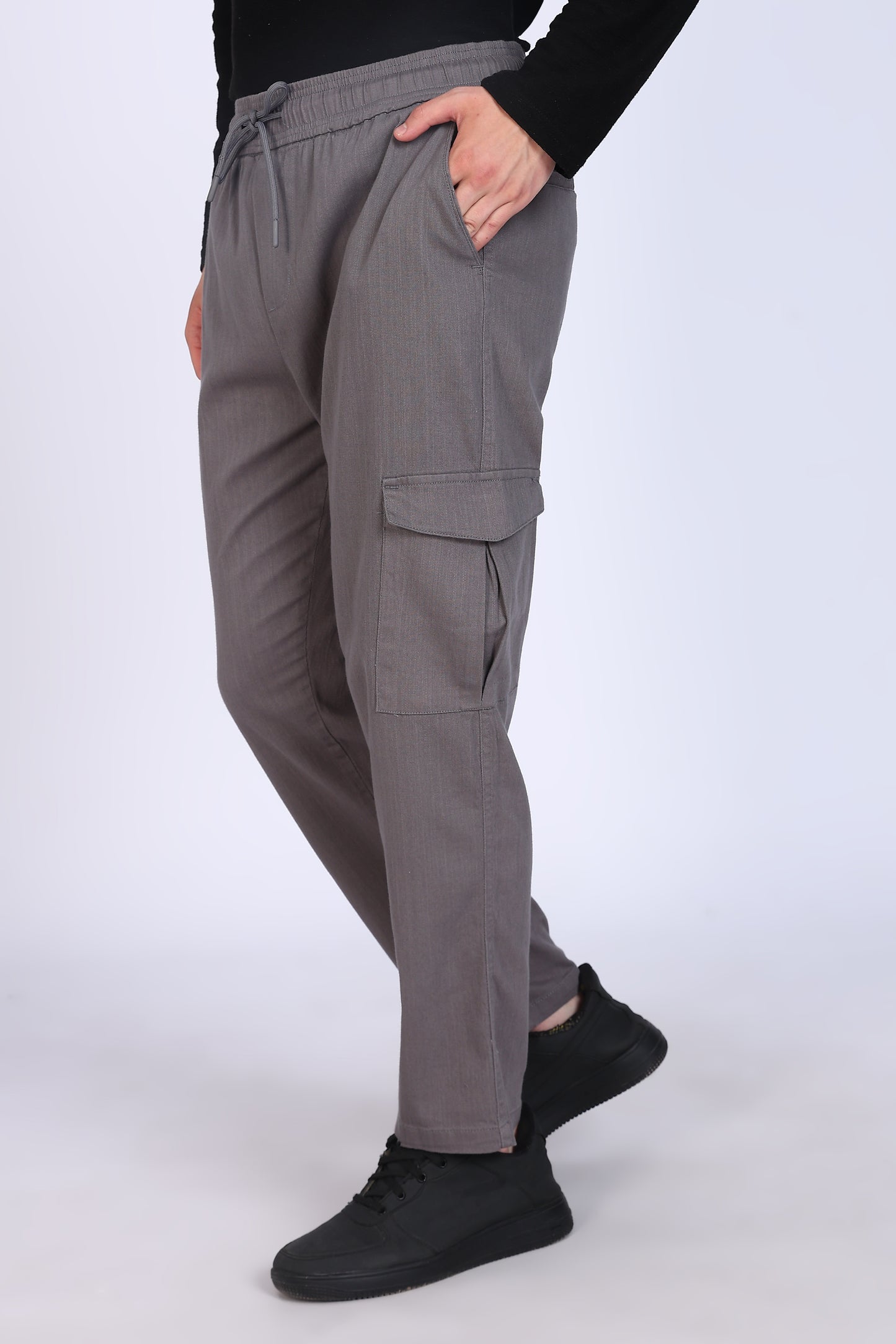 Slim Fit Six Pocket Grey Cargos