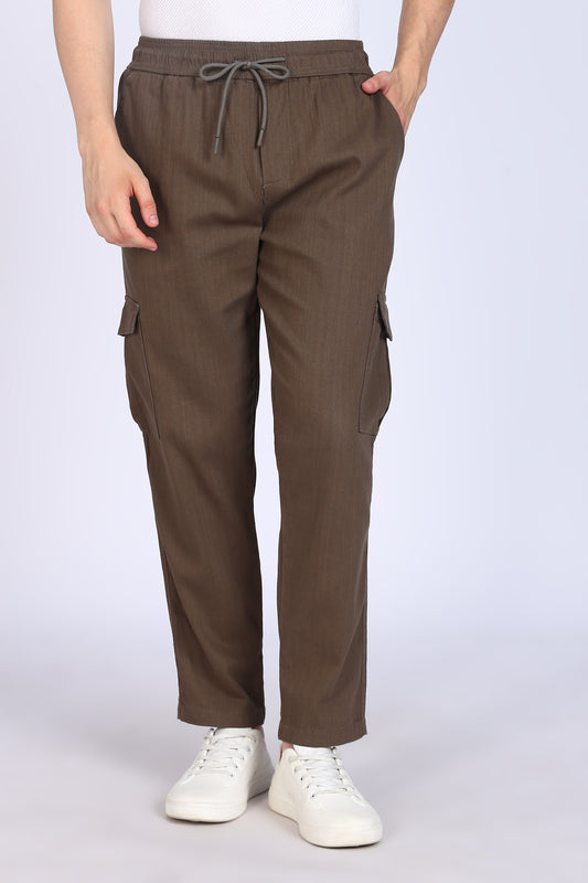Slim Fit Six Pocket Brown Cargos