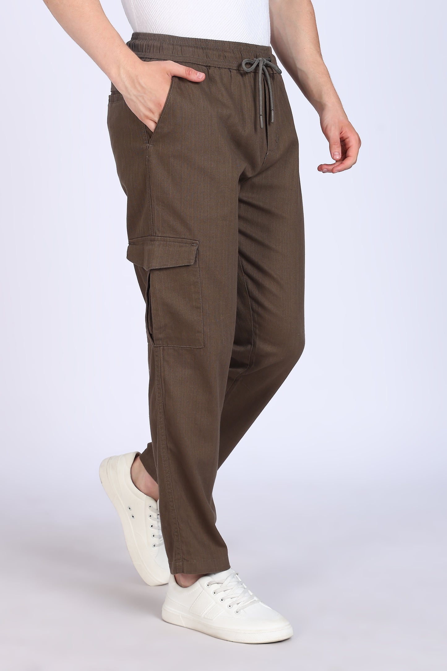 Slim Fit Six Pocket Brown Cargos