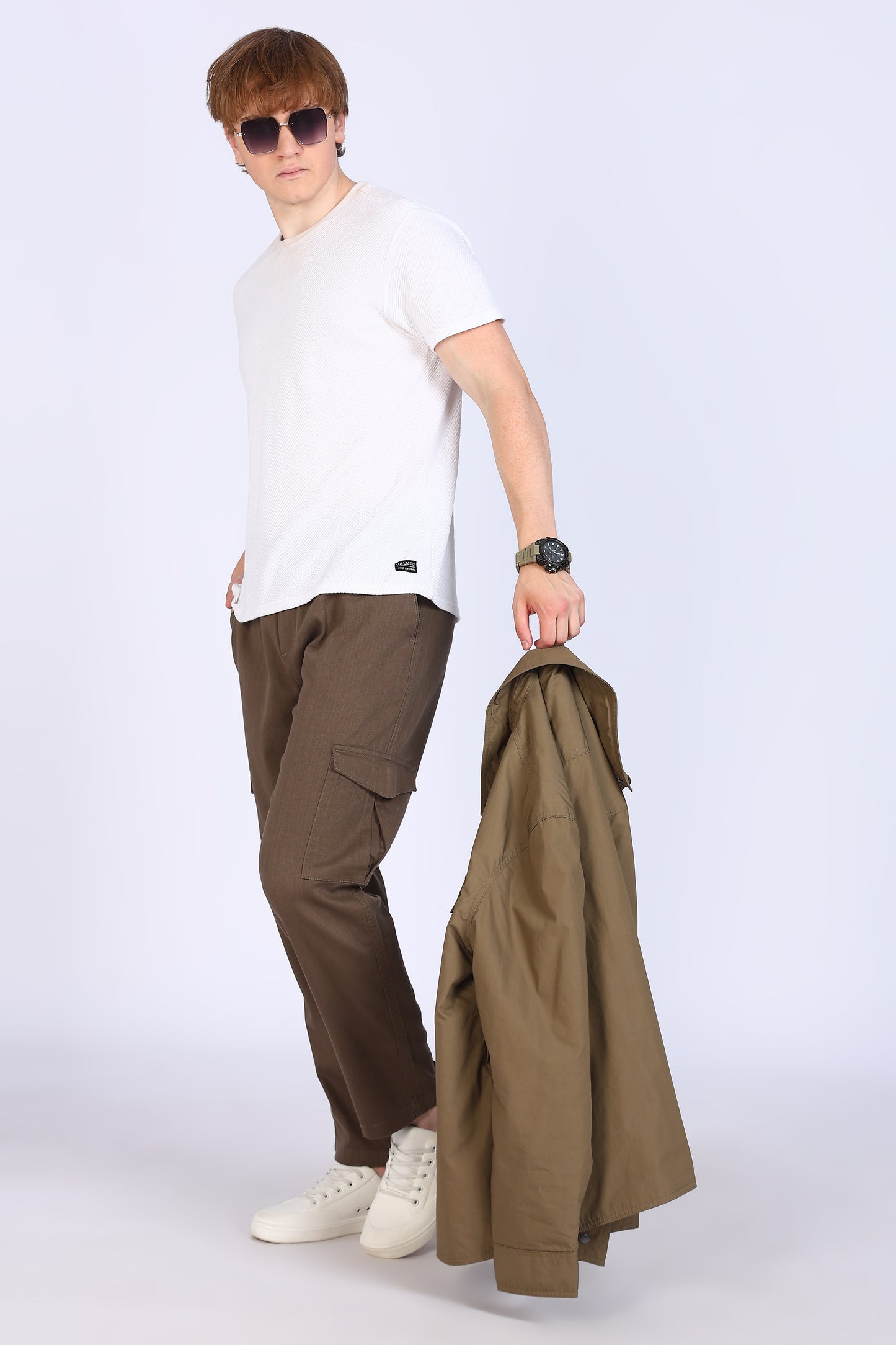 Slim Fit Six Pocket Brown Cargos