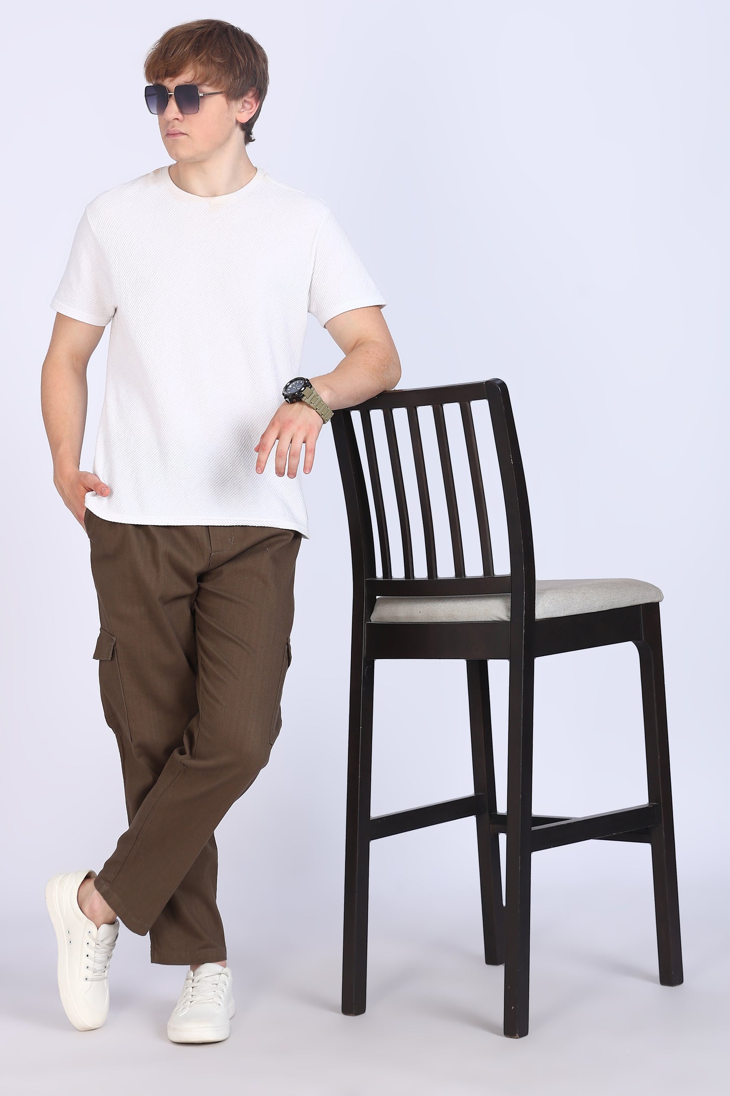 Slim Fit Six Pocket Brown Cargos