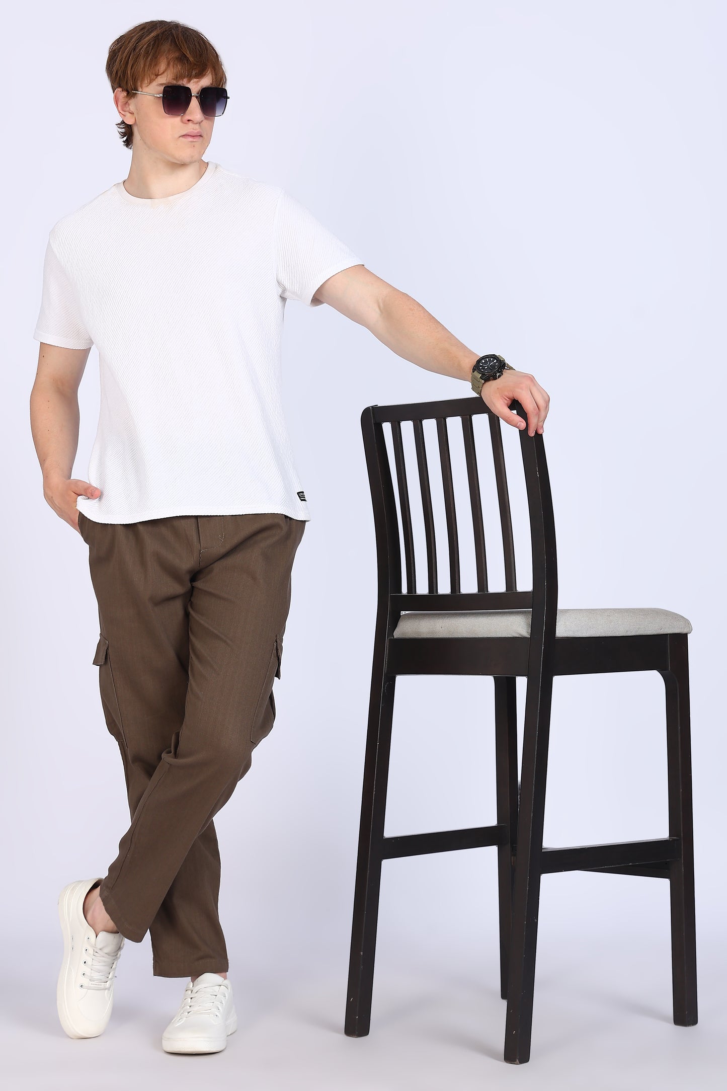 Slim Fit Six Pocket Brown Cargos