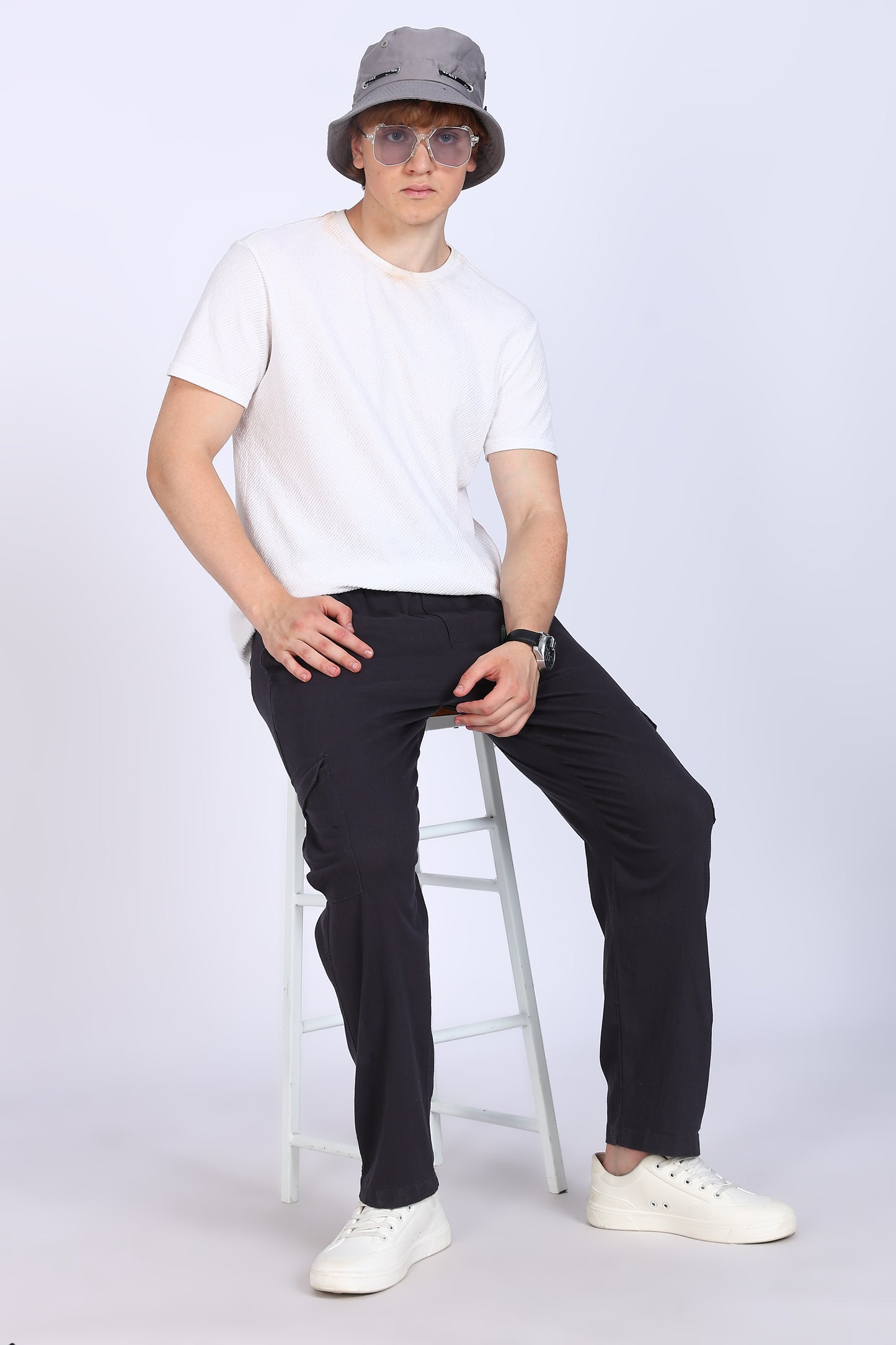Slim Fit Six Pocket Dark Grey Cargos