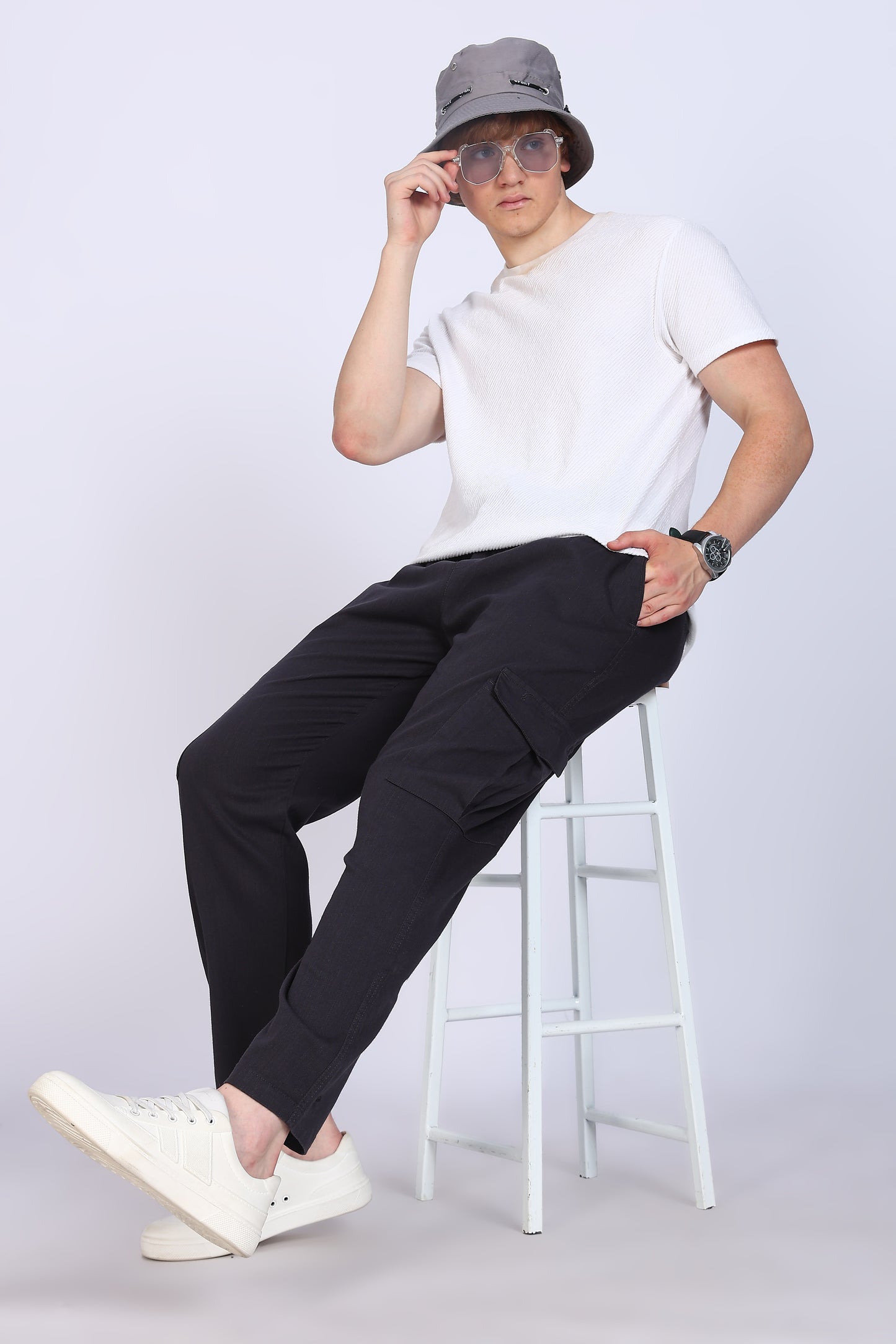 Slim Fit Six Pocket Dark Grey Cargos