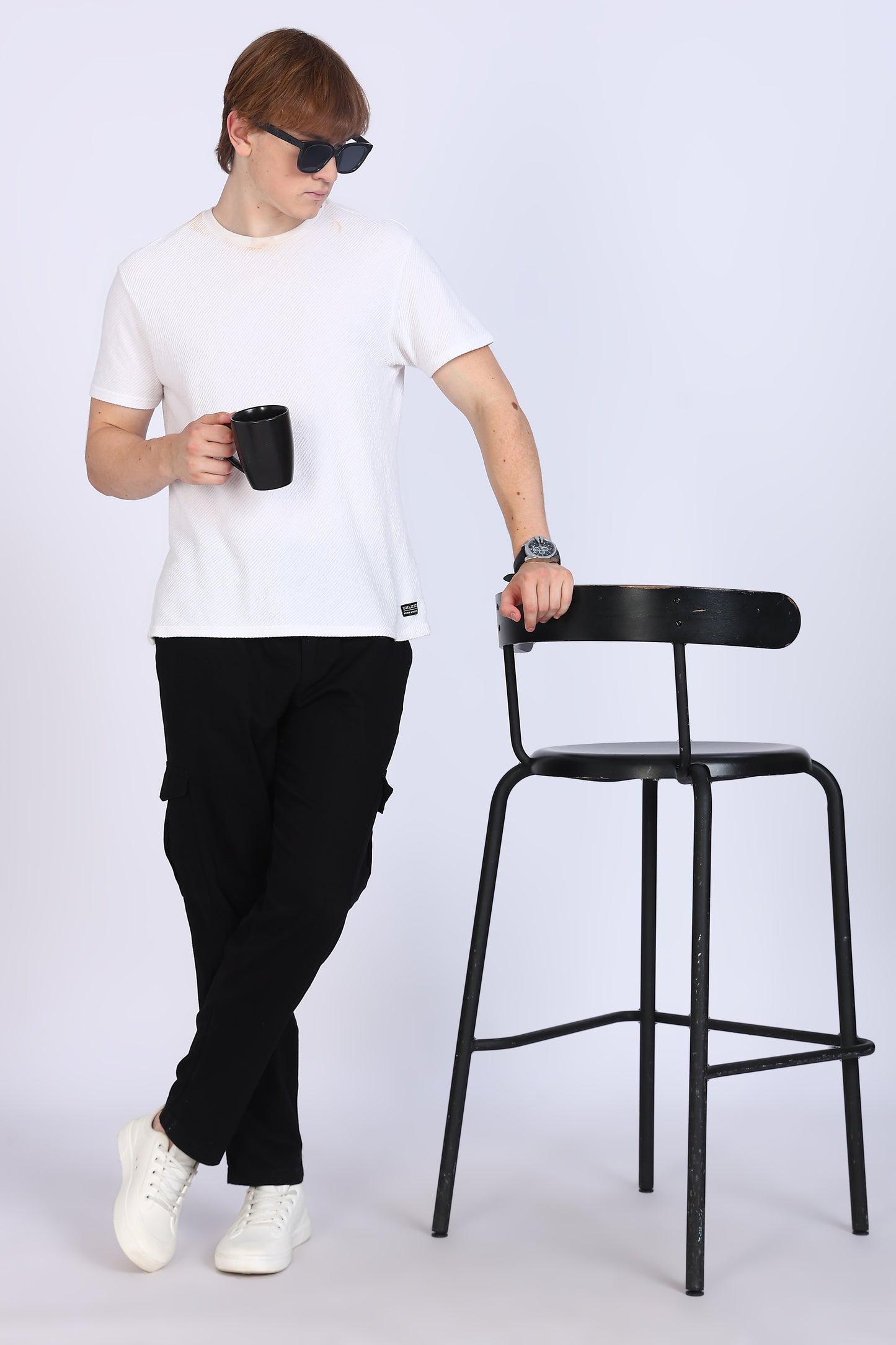 Slim Fit Six Pocket Black Cargos