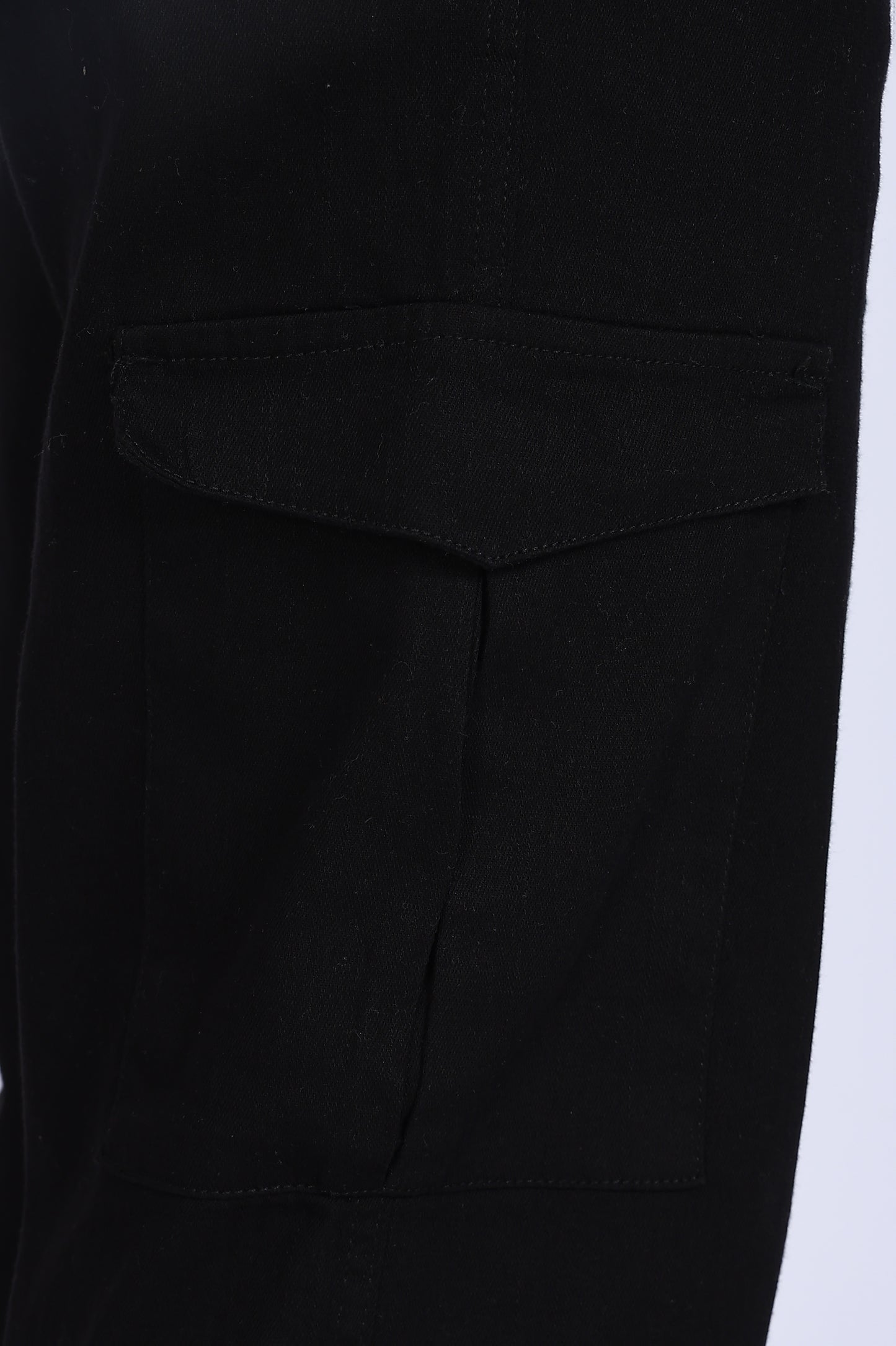 Slim Fit Six Pocket Black Cargos