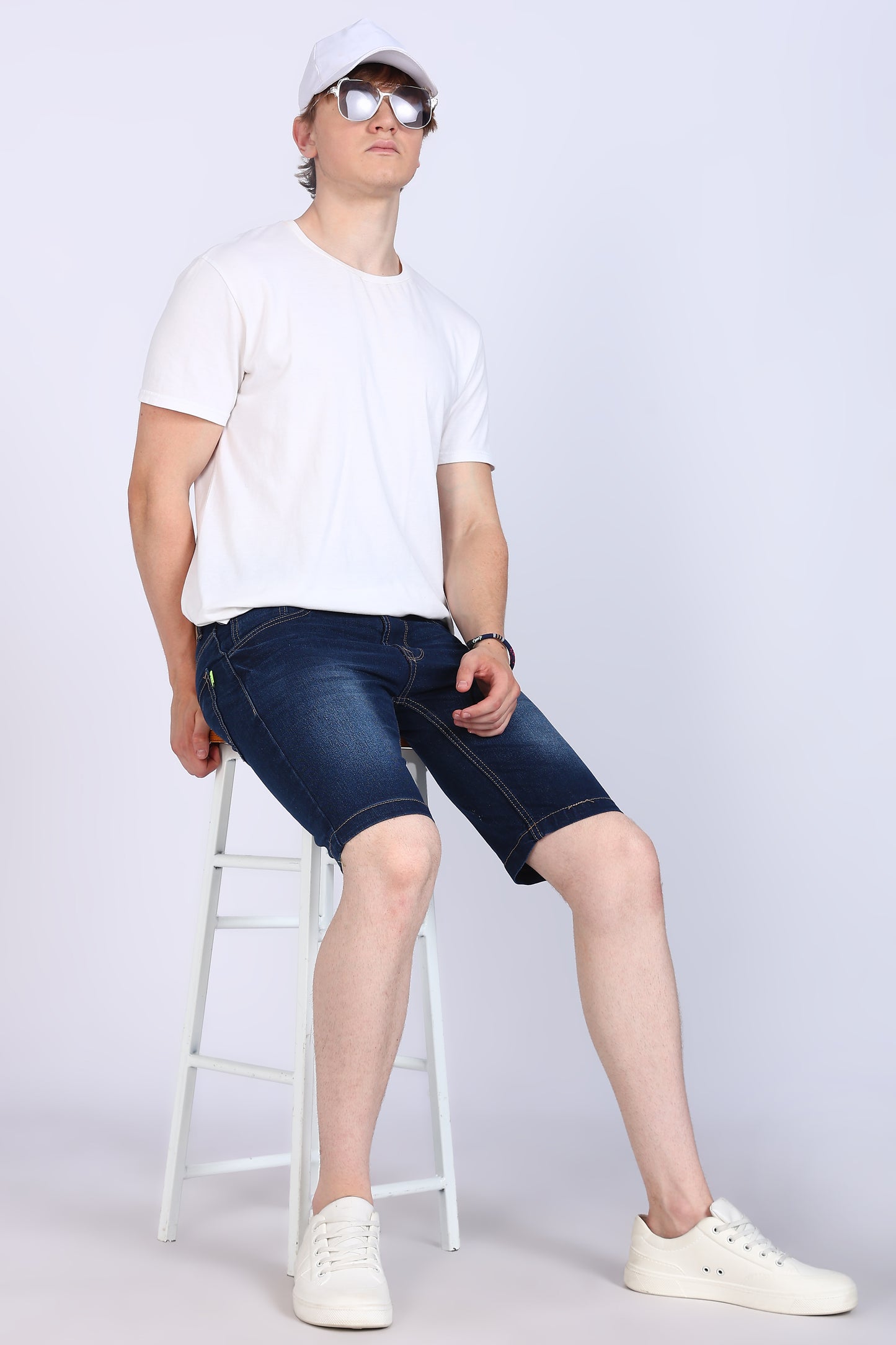 Slim Fit Dark Blue Denim Shorts