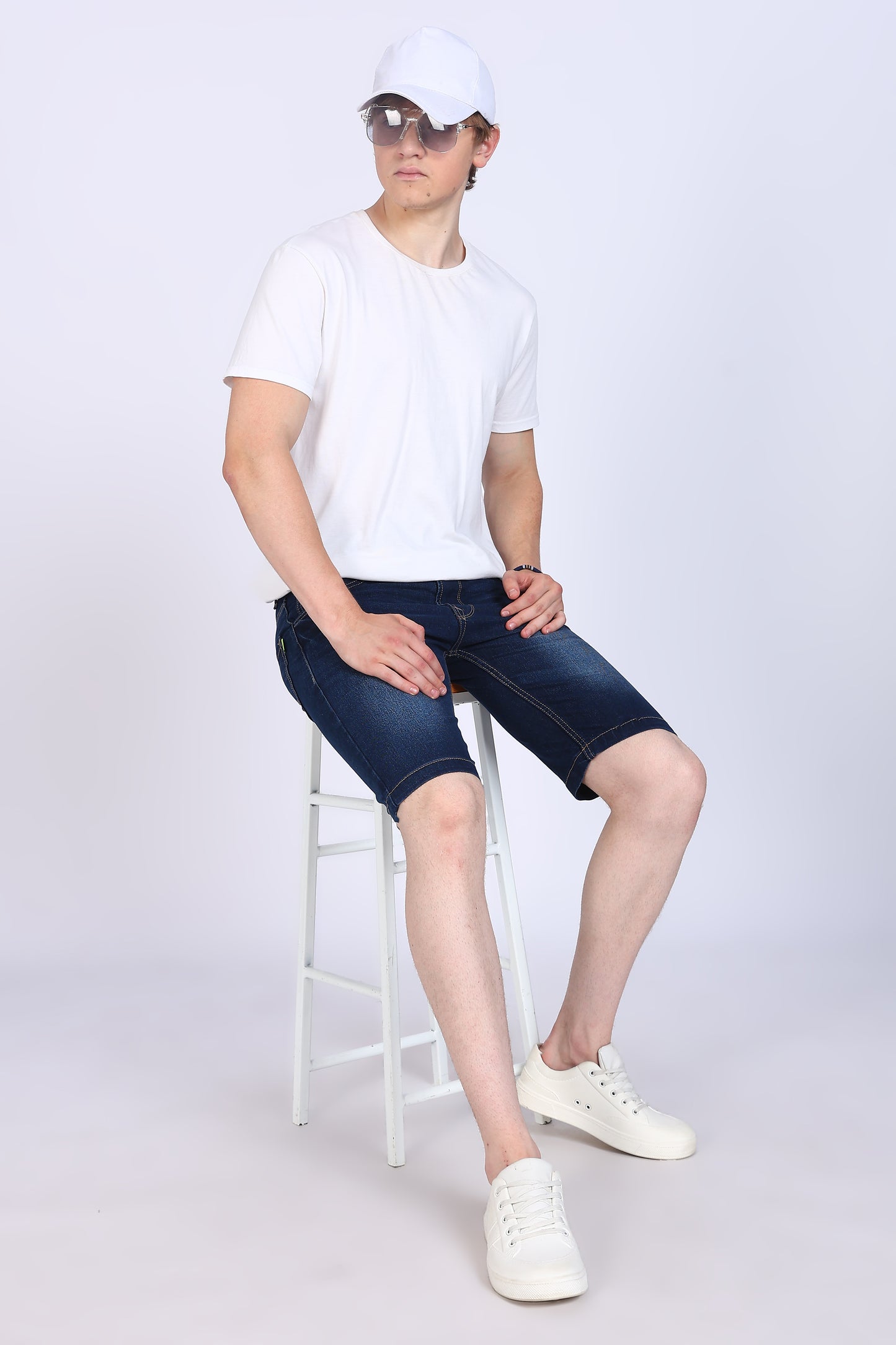 Slim Fit Dark Blue Denim Shorts