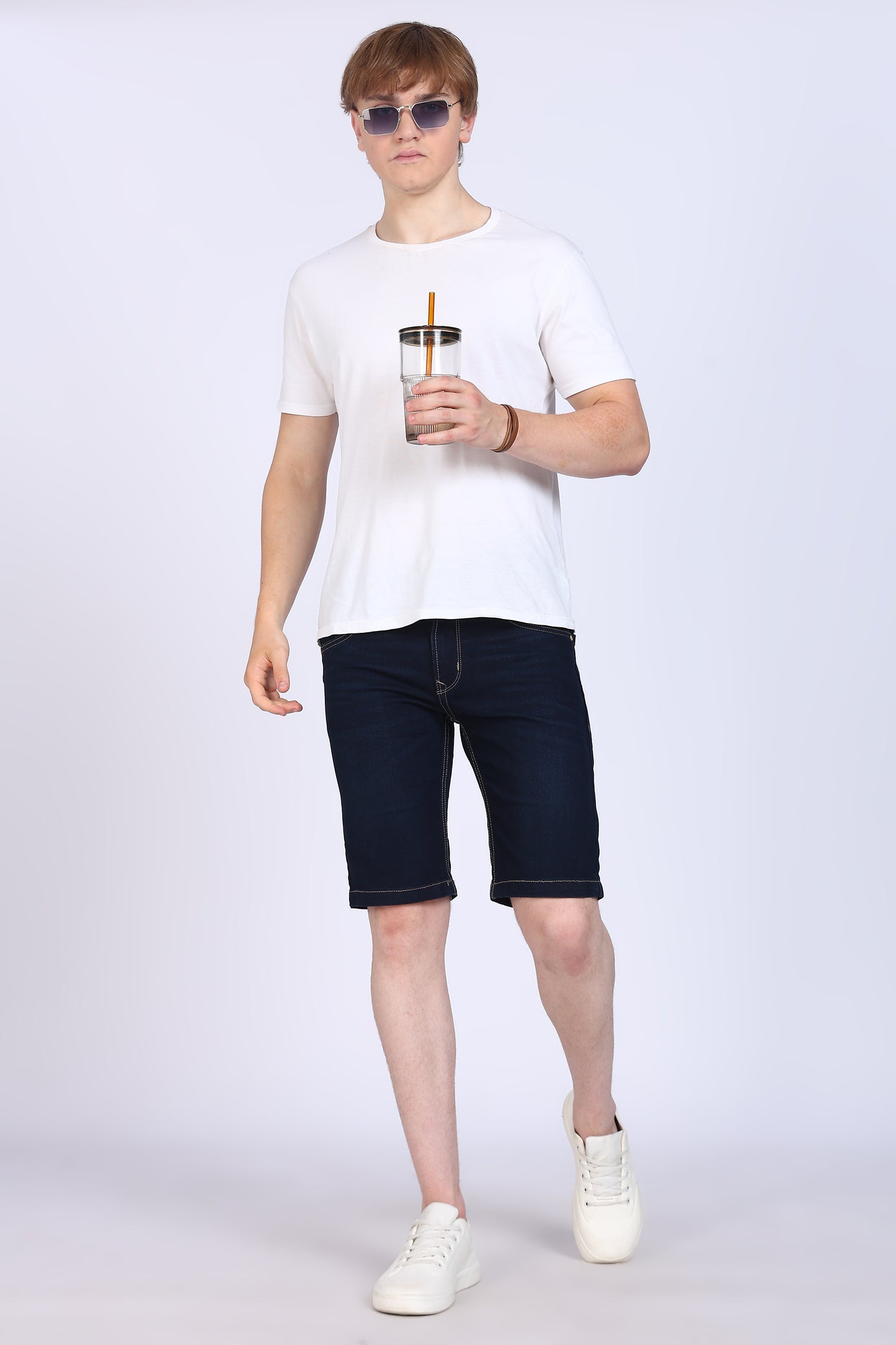Slim Fit Dark Blue Denim Shorts
