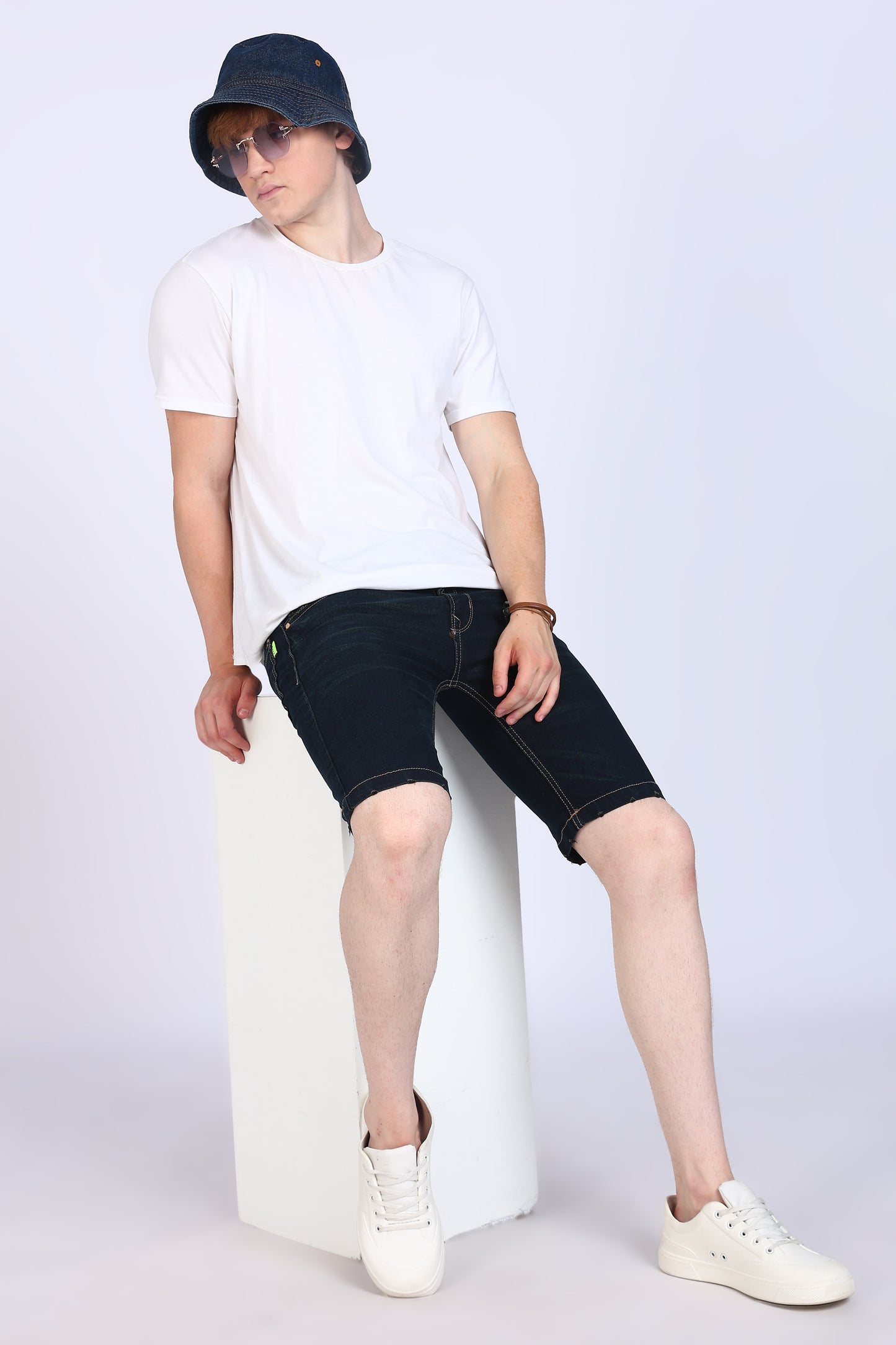 Slim Fit Dark Blue Denim Shorts