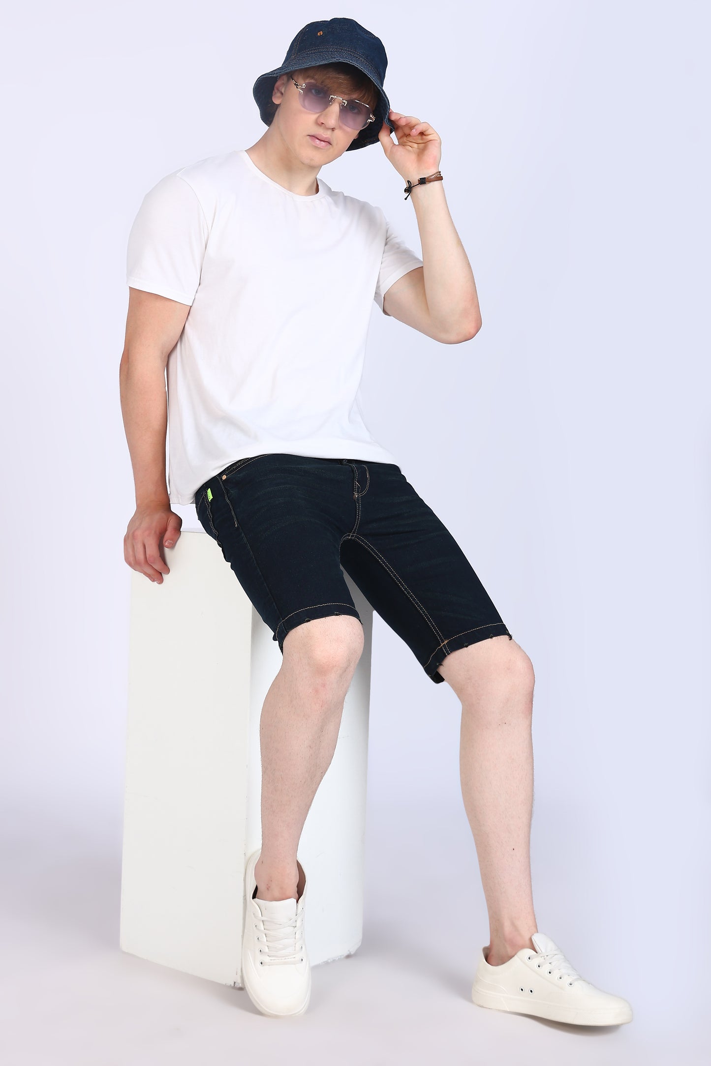 Slim Fit Dark Blue Denim Shorts