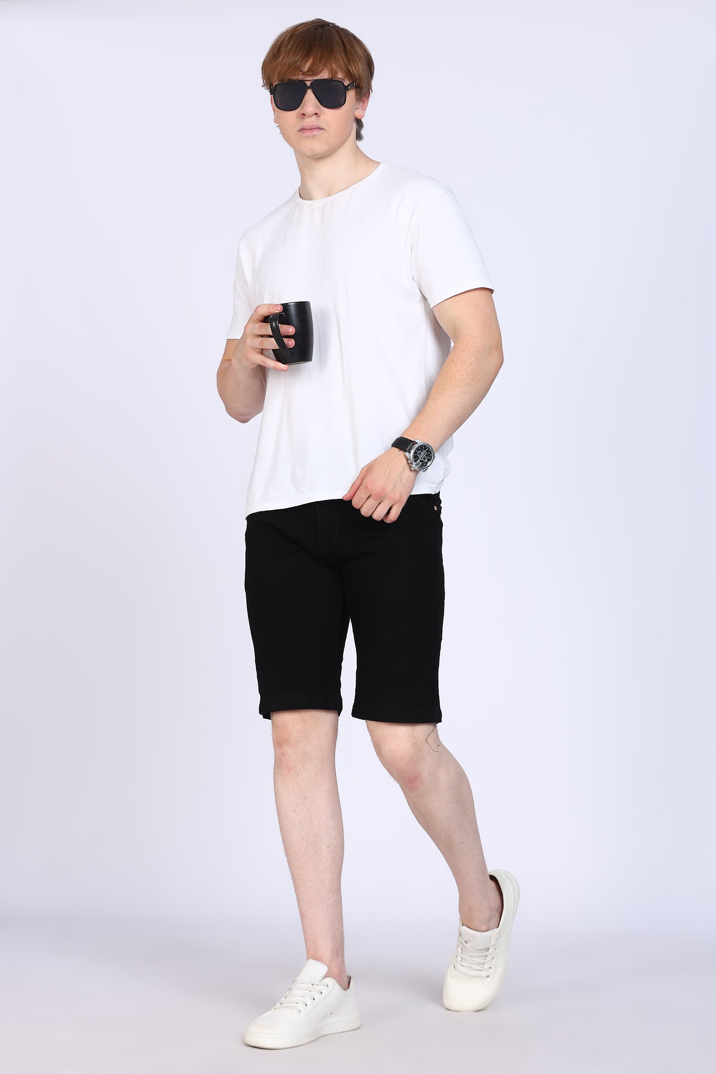 Slim Fit Black Denim Shorts