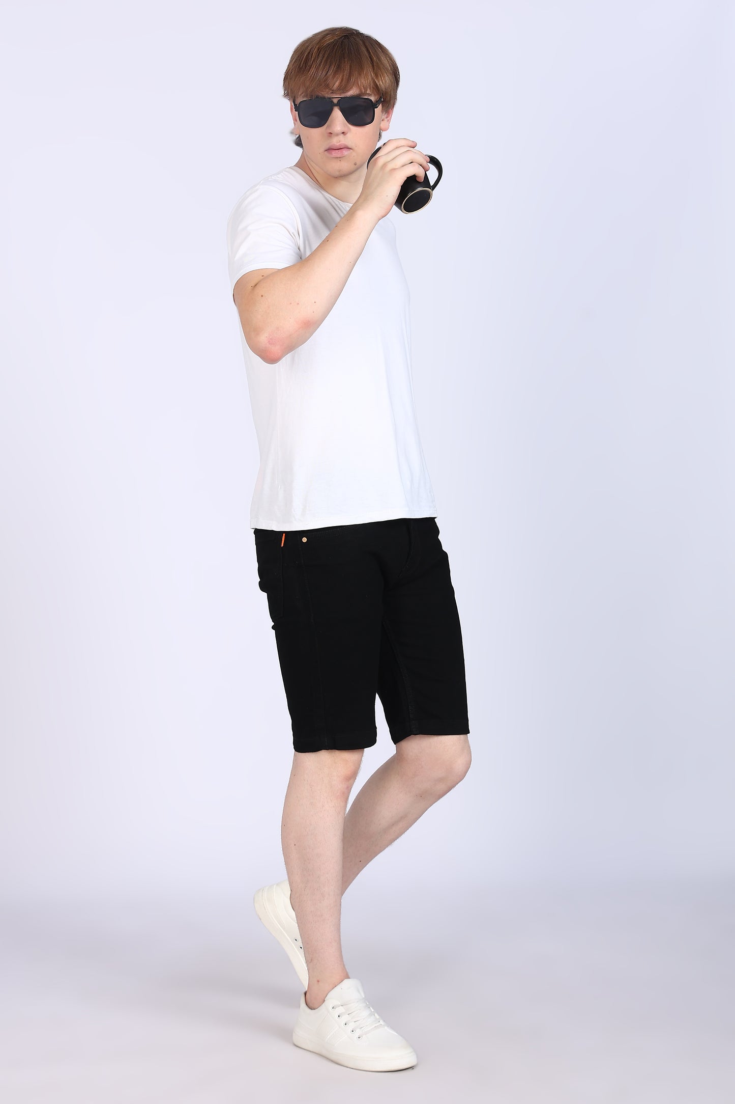Slim Fit Black Denim Shorts
