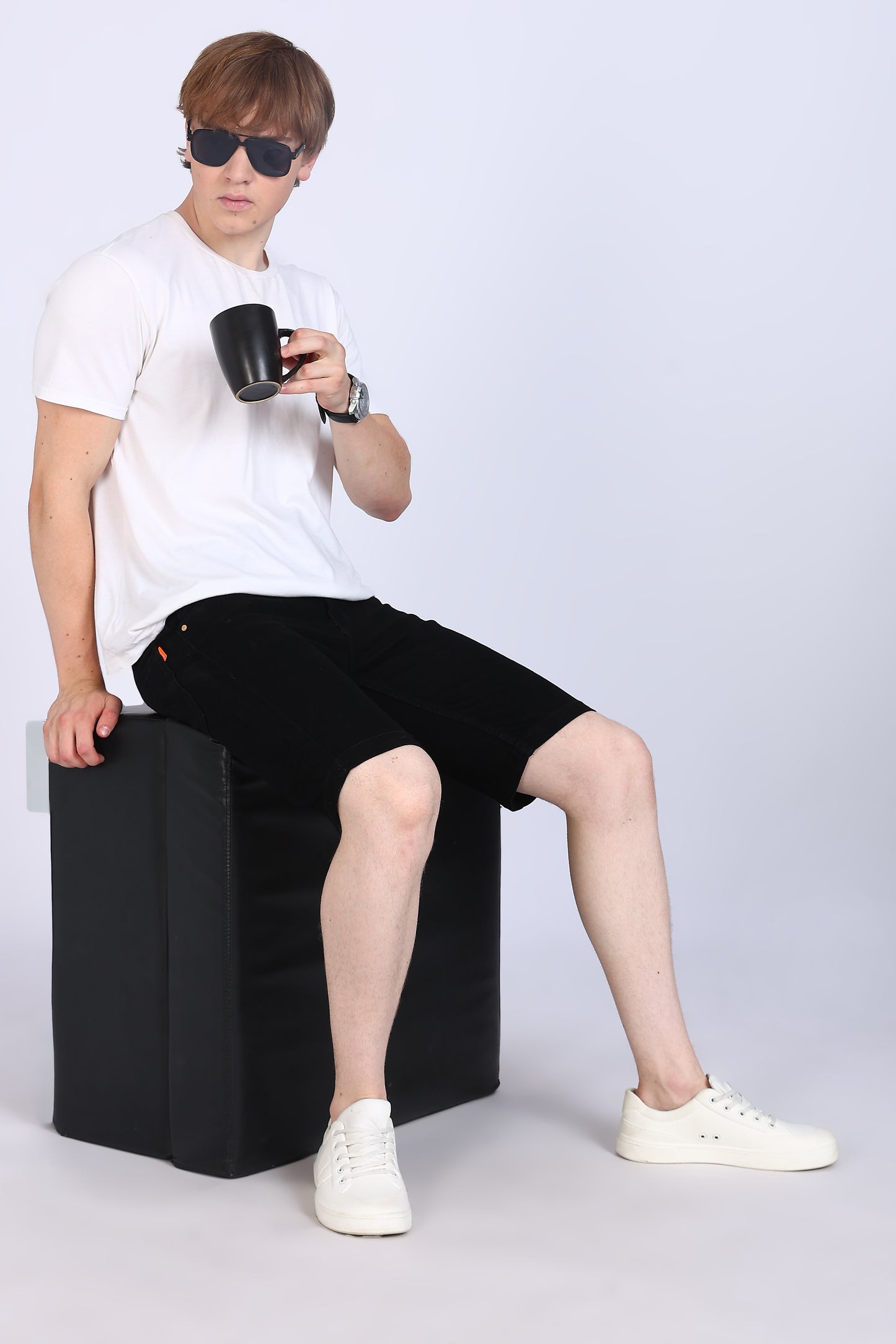 Slim Fit Black Denim Shorts