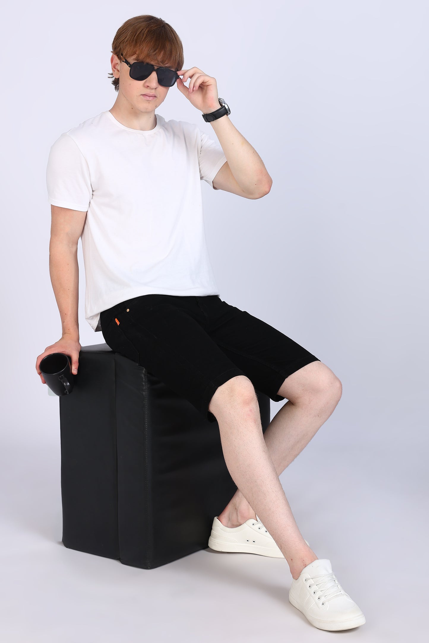 Slim Fit Black Denim Shorts