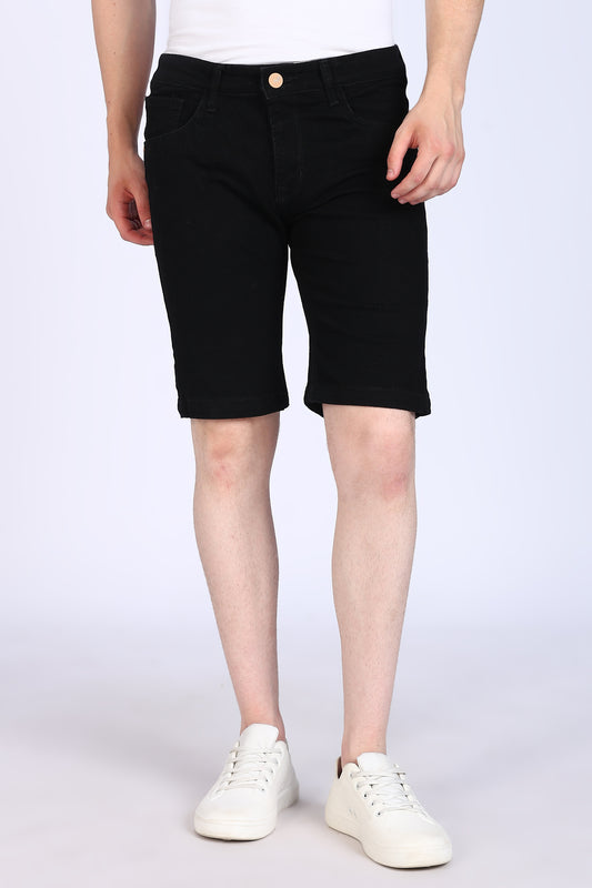 Slim Fit Black Denim Shorts