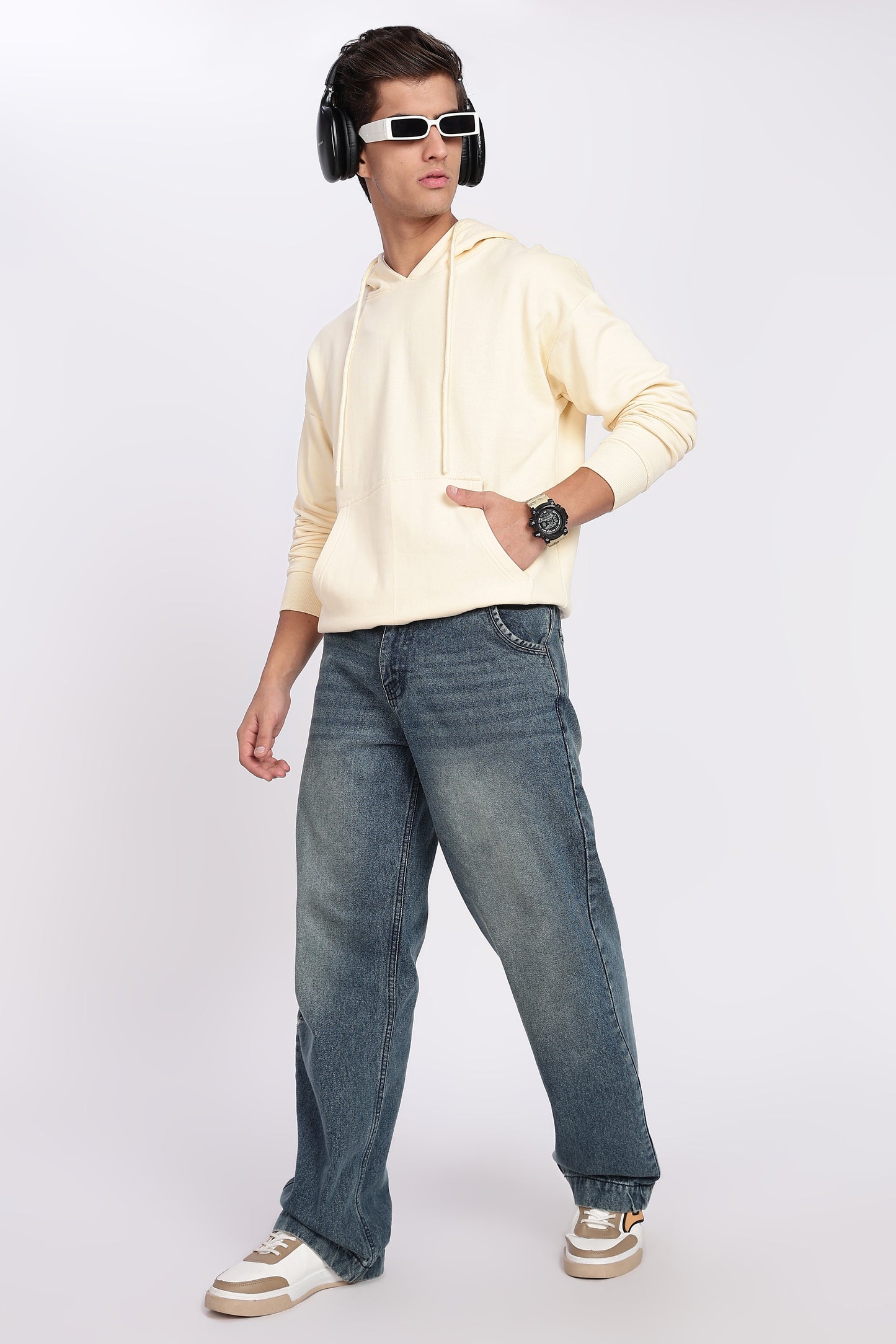 Light Beige Minimal Hoodie