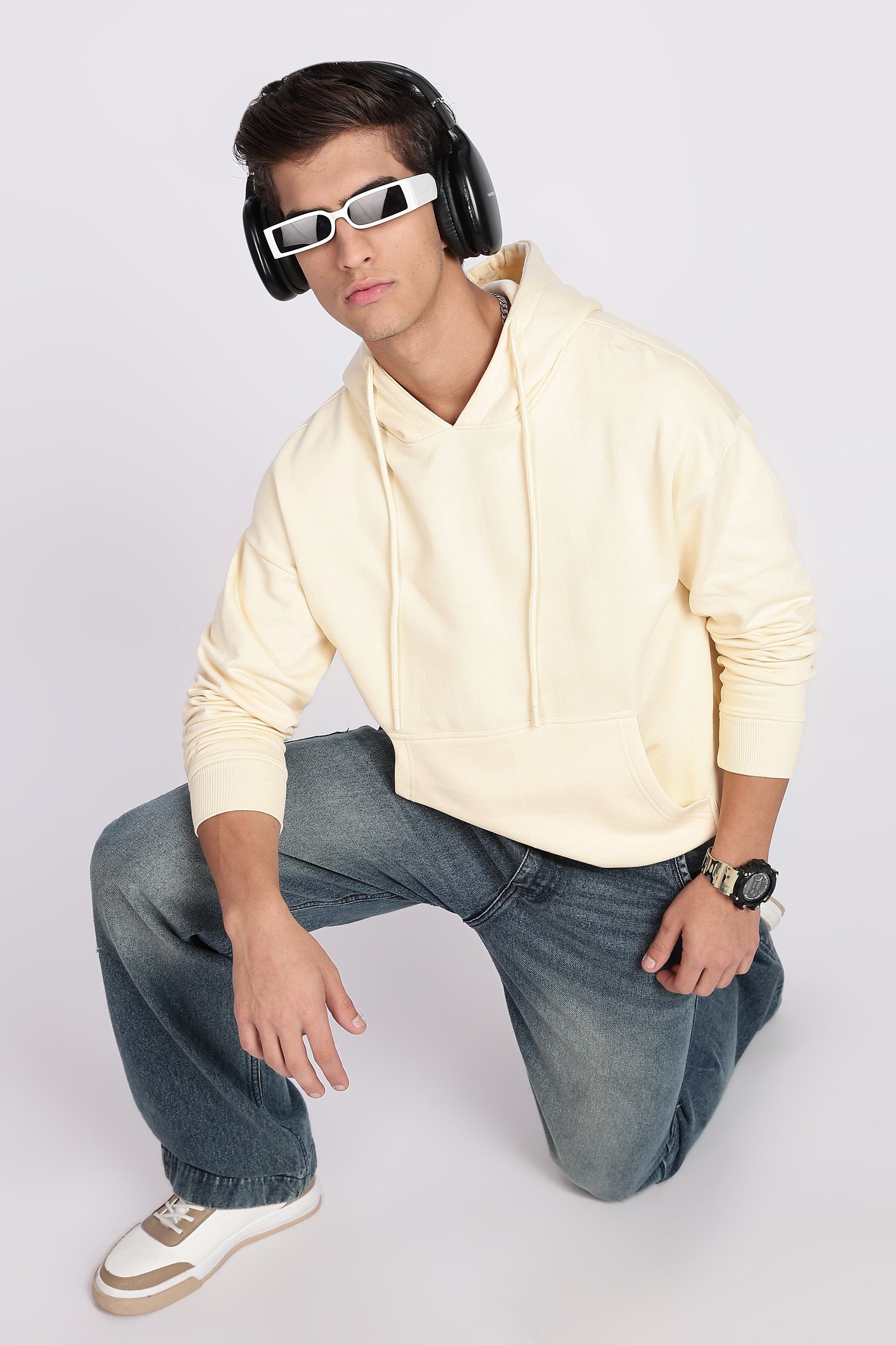 Light Beige Minimal Hoodie