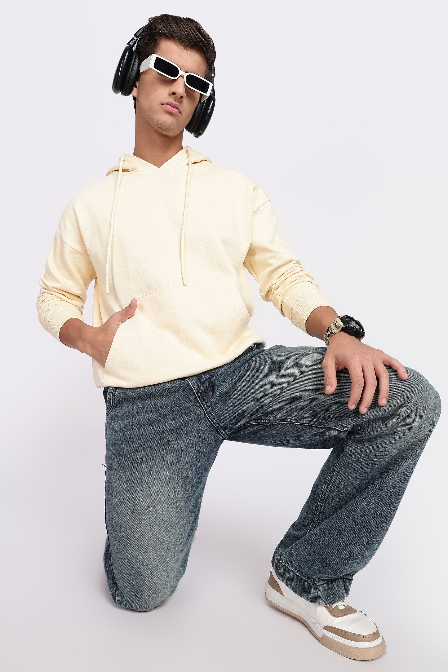 Light Beige Minimal Hoodie