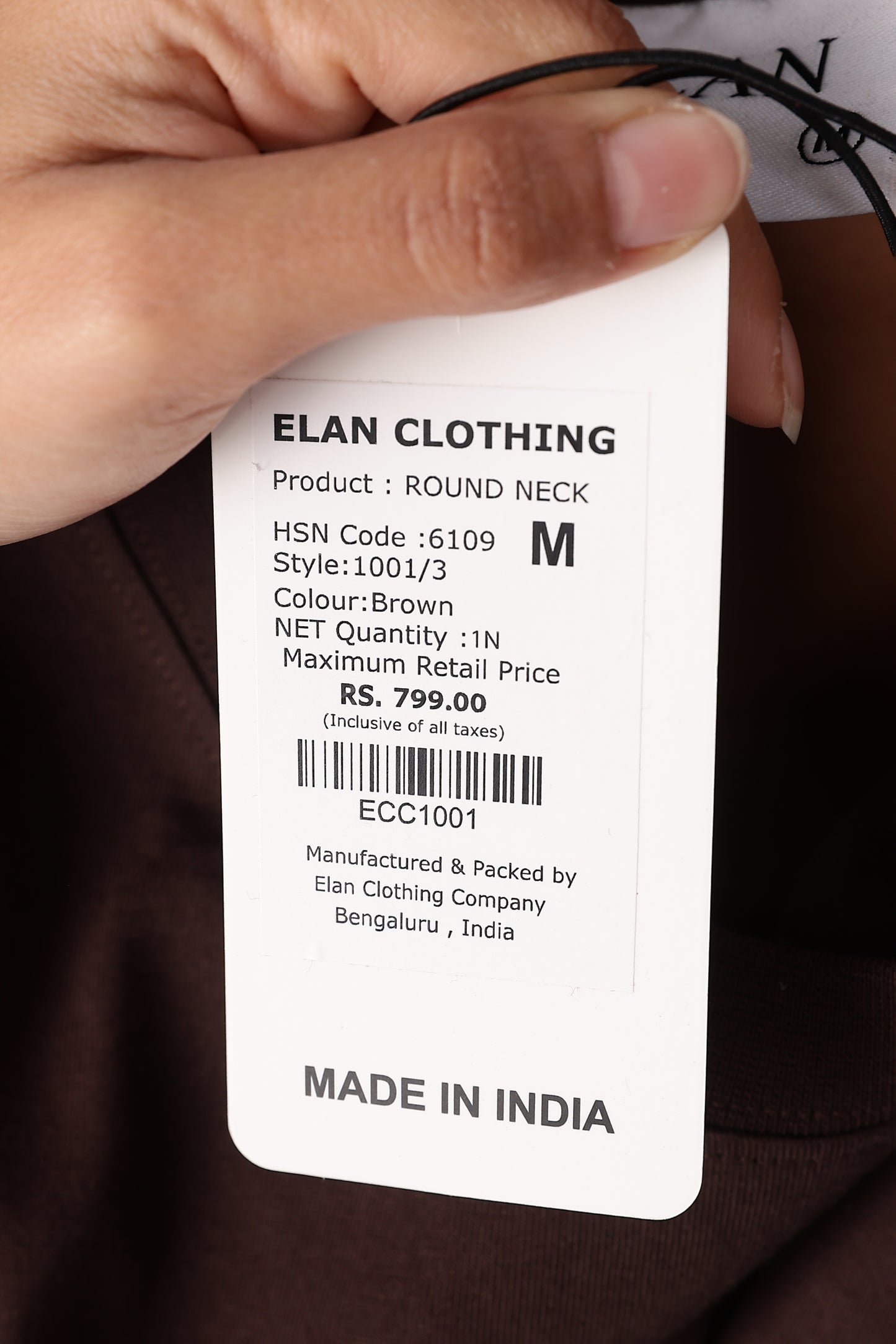 Five-Sleeve Drop Shoulder Cofee Brown T-Shirt