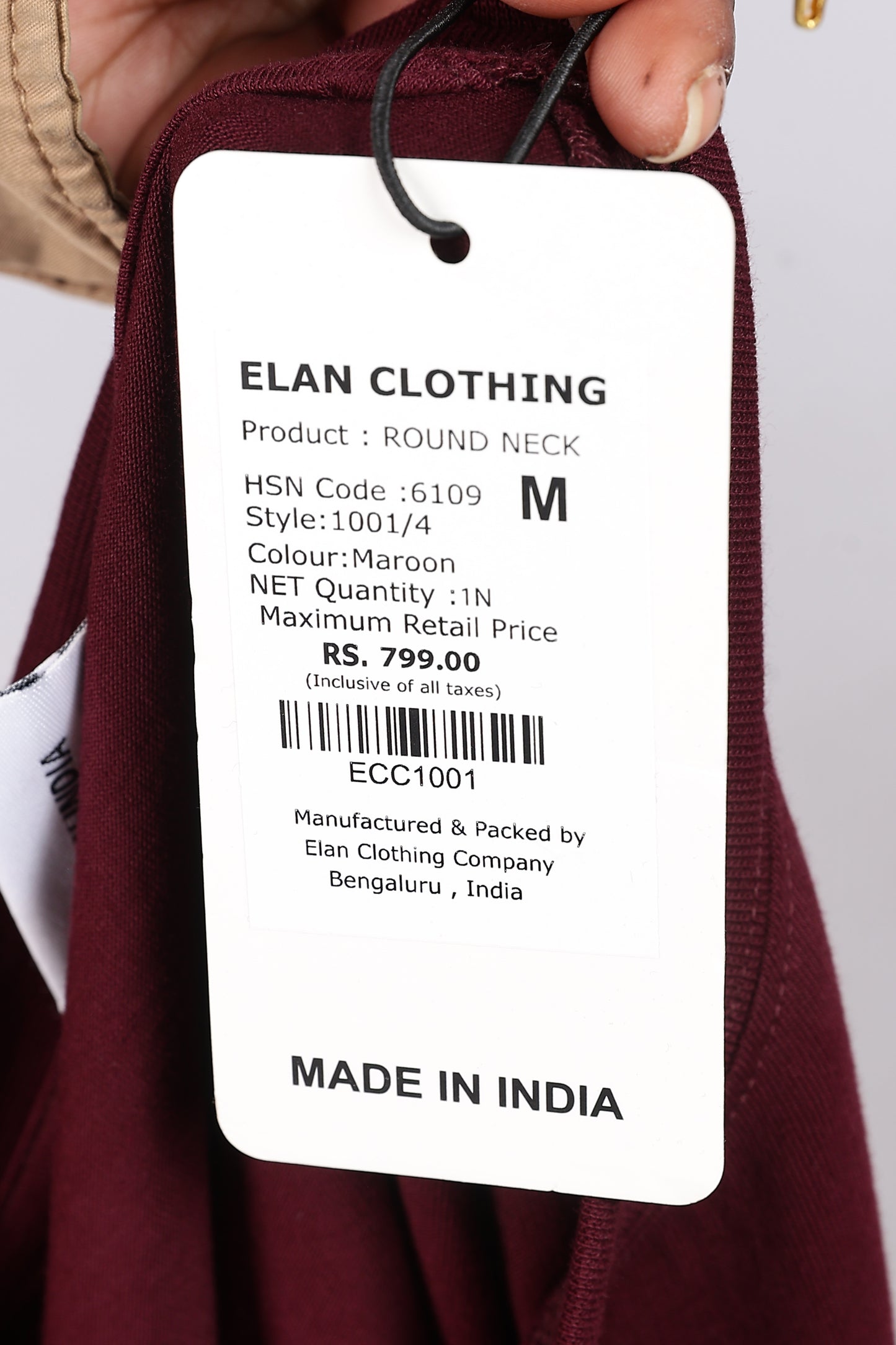 Five-Sleeve Drop Shoulder Maroon T-Shirt