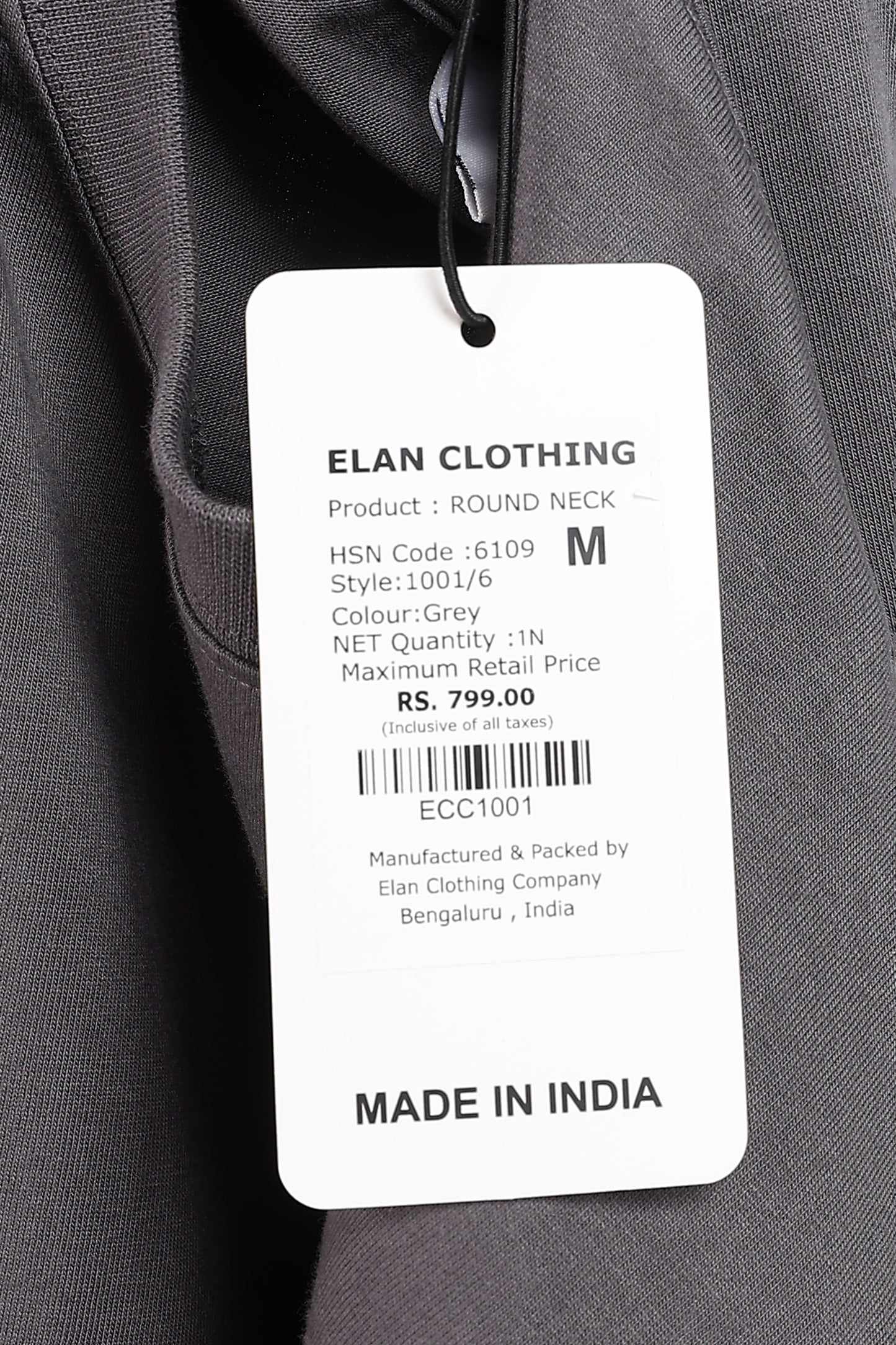 Five-Sleeve Drop Shoulder Grey T-Shirt