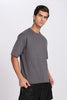 Five-Sleeve Drop Shoulder Grey T-Shirt