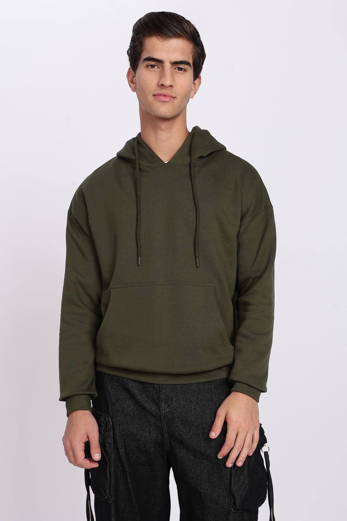 Olive Green Minimal Hoodie